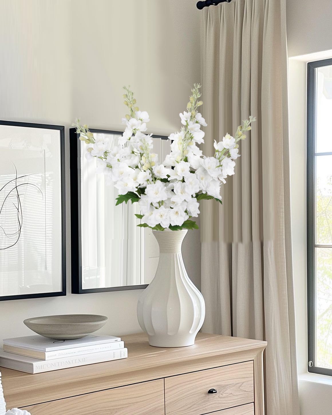 INSUNSIX Blue Silk Flowers 6PCS Real Touch Delphinium Artificial Flowers Blue Larkspur Faux Flowers Realistic Tall Flowers for Vase Wedding Centerpieces for Tables Home Decor (Blue)