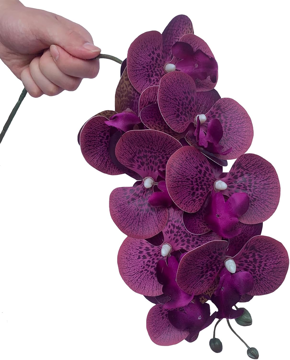 FagusHome 32" Artificial Phalaenopsis Flowers 6 Pcs with 4 Bundles Leaves Artificial Orchid Flowers Stem Plants for Home Décor (6Pcs)