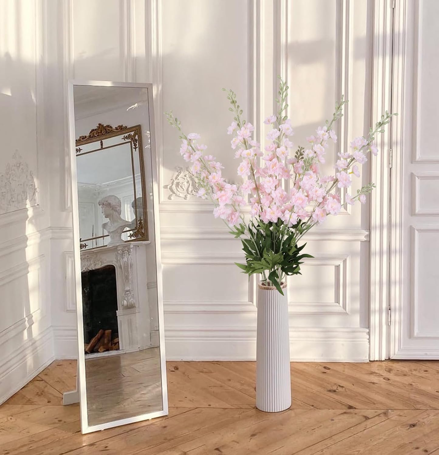 IPOPU Champagne Artificial Delphinium Flowers 33.5" Long Stem Artificial Flowers Fake Flowers for Wedding Centerpieces for Home Tables Party Decor（Champagne）