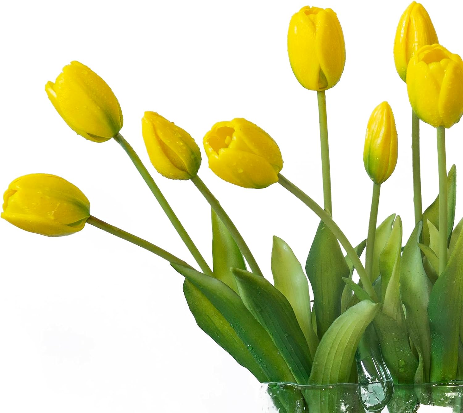 DUYONE 15pcs Artificial Tulips Flowers, Real Touch Latex Bouquet, Fake Tulips for Office Wedding Party Home Kitchen Garden Decoration(White,15pcs)