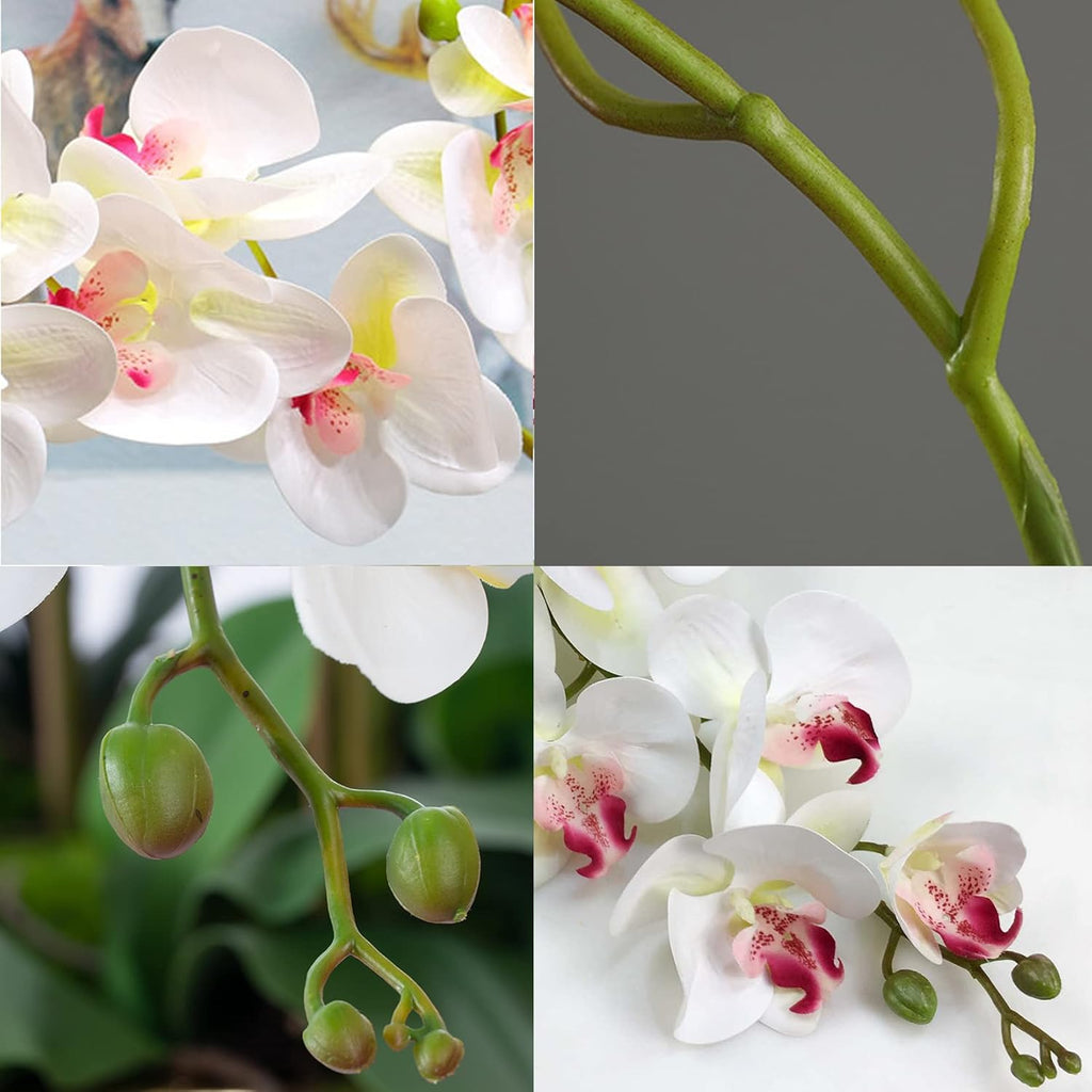 FagusHome Artificial Phalaenopsis Flowers Branches 9 Large Blooms Artificial Orchid Flowers Stem Plants 42 Inches 2 Pcs for Home Wedding Décor (Blue)