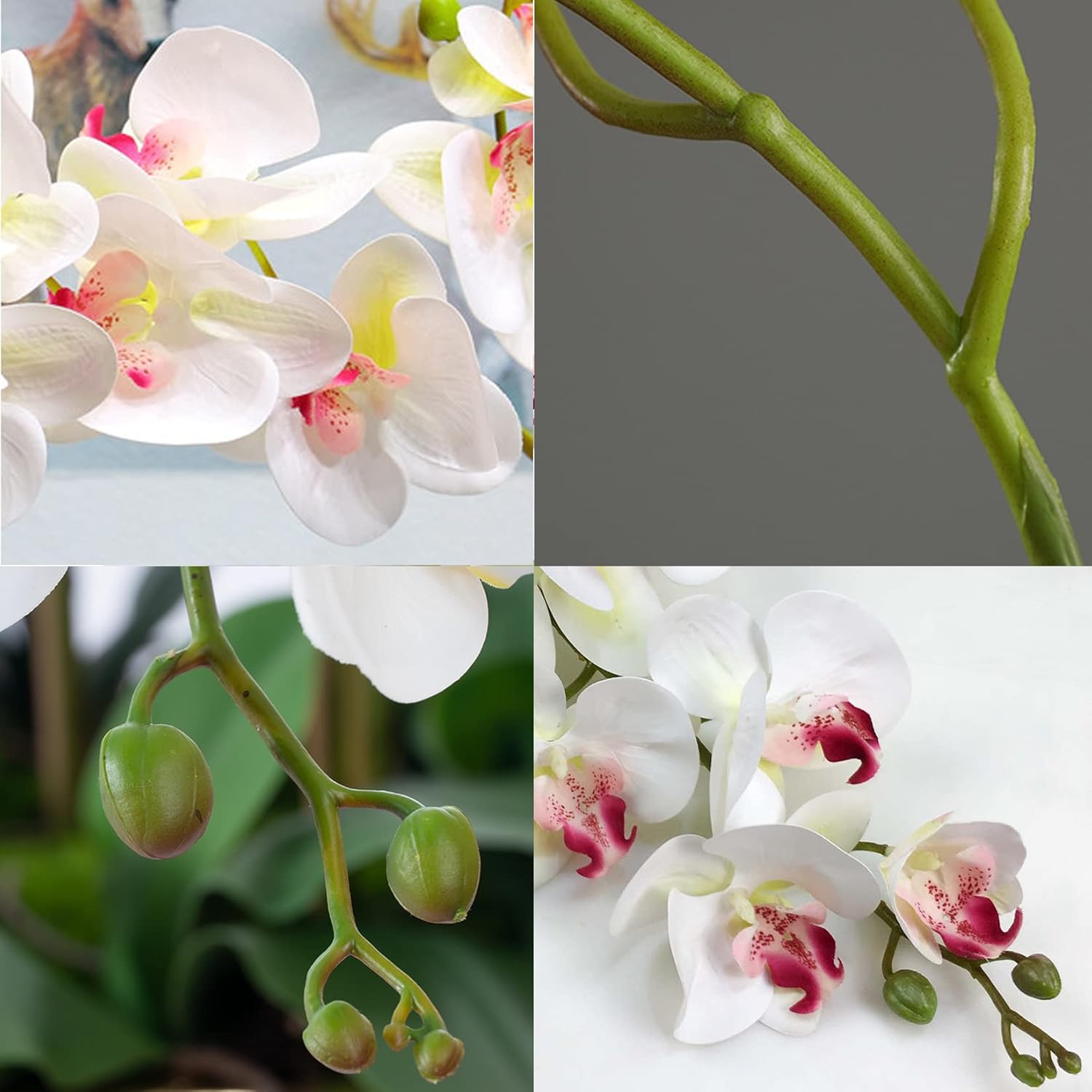 FagusHome Artificial Phalaenopsis Flowers Branches 9 Large Blooms Artificial Orchid Flowers Stem Plants 42 Inches 2 Pcs for Home Wedding Décor (Blue)