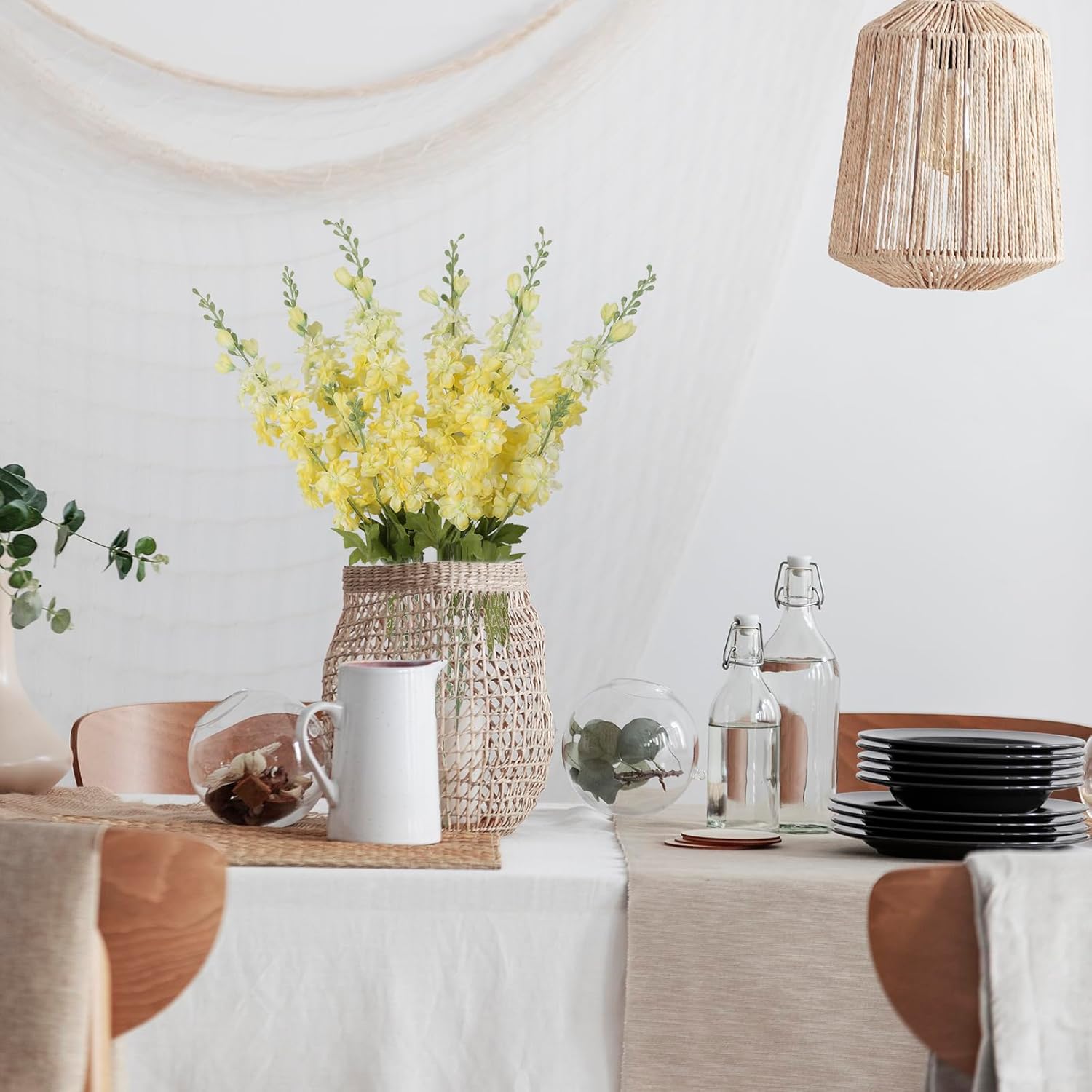 INSUNSIX Blue Silk Flowers 6PCS Real Touch Delphinium Artificial Flowers Blue Larkspur Faux Flowers Realistic Tall Flowers for Vase Wedding Centerpieces for Tables Home Decor (Blue)