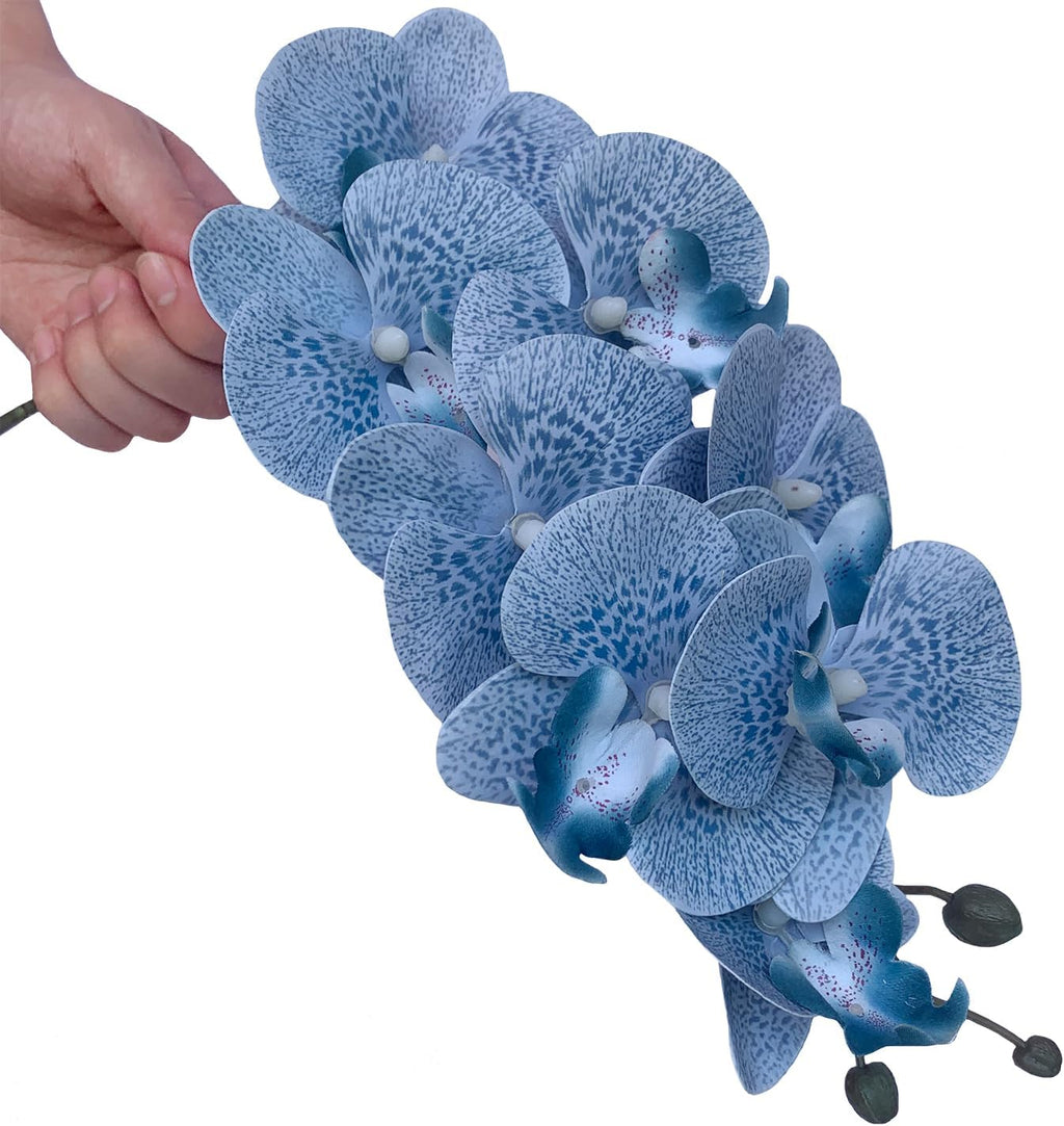 FagusHome 32" Artificial Phalaenopsis Flowers 6 Pcs with 4 Bundles Leaves Artificial Orchid Flowers Stem Plants for Home Décor (6Pcs)