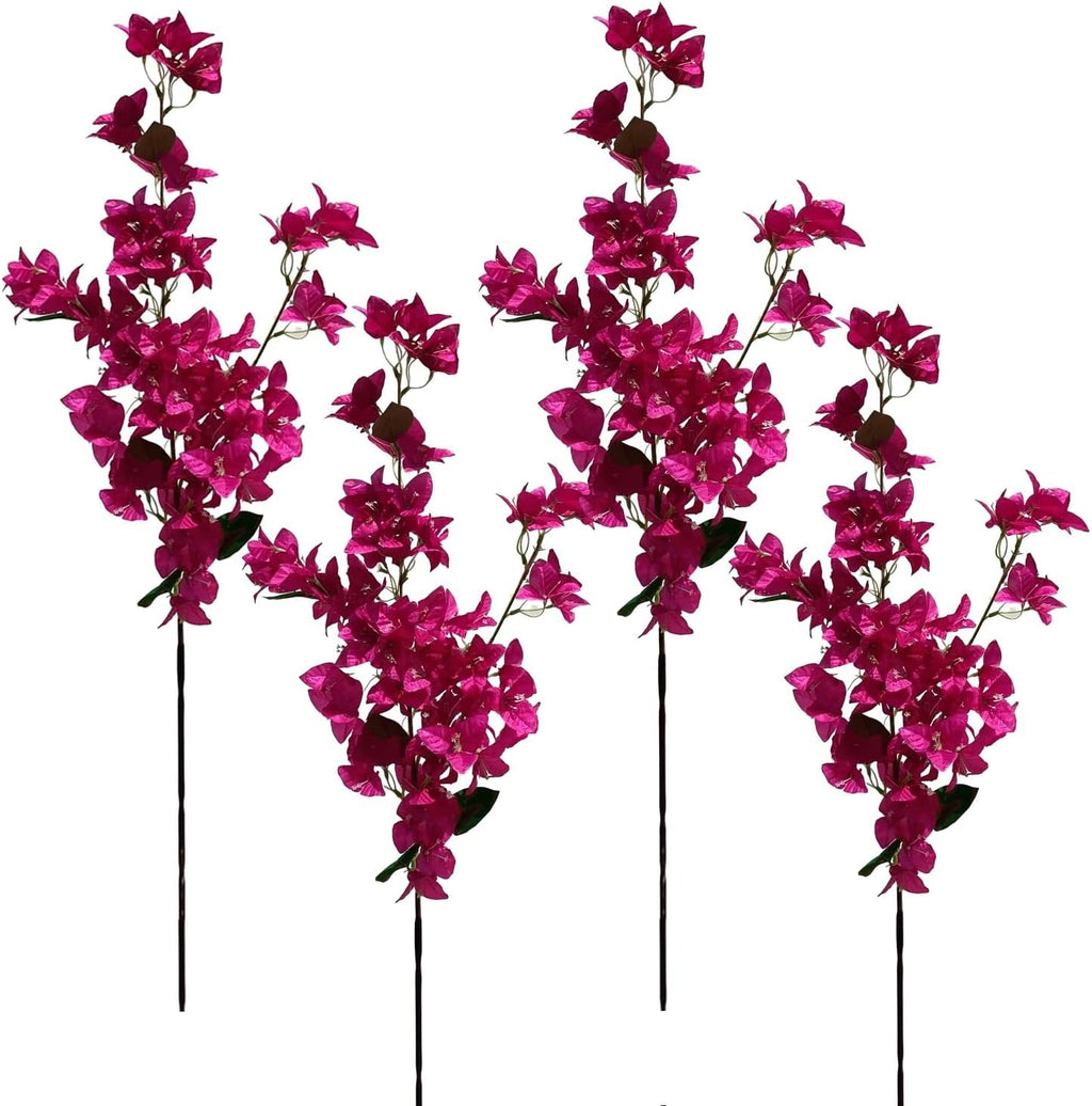Artificial Flowers Silk Bougainvillea Branches Faux Artificial Bougainvillea Floral Stems Long Plant Branches 45" for Wedding Centerpieces, Table Runner, Home Decoration (White - Pack of 4pcs)