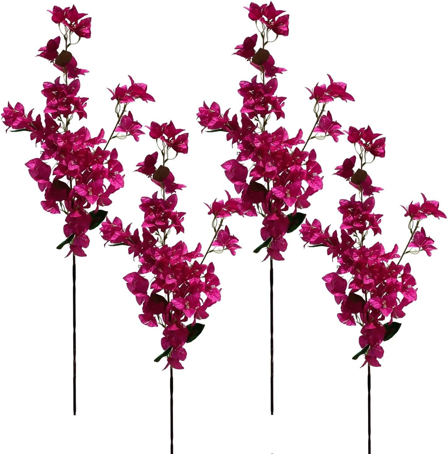 Artificial Flowers Silk Bougainvillea Branches Faux Artificial Bougainvillea Floral Stems Long Plant Branches 45" for Wedding Centerpieces, Table Runner, Home Decoration (White - Pack of 4pcs)
