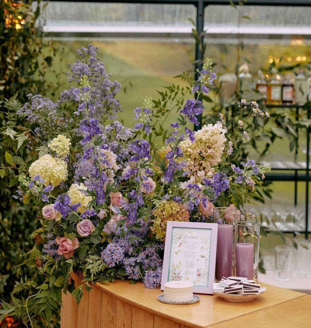 IPOPU Champagne Artificial Delphinium Flowers 33.5" Long Stem Artificial Flowers Fake Flowers for Wedding Centerpieces for Home Tables Party Decor（Champagne）