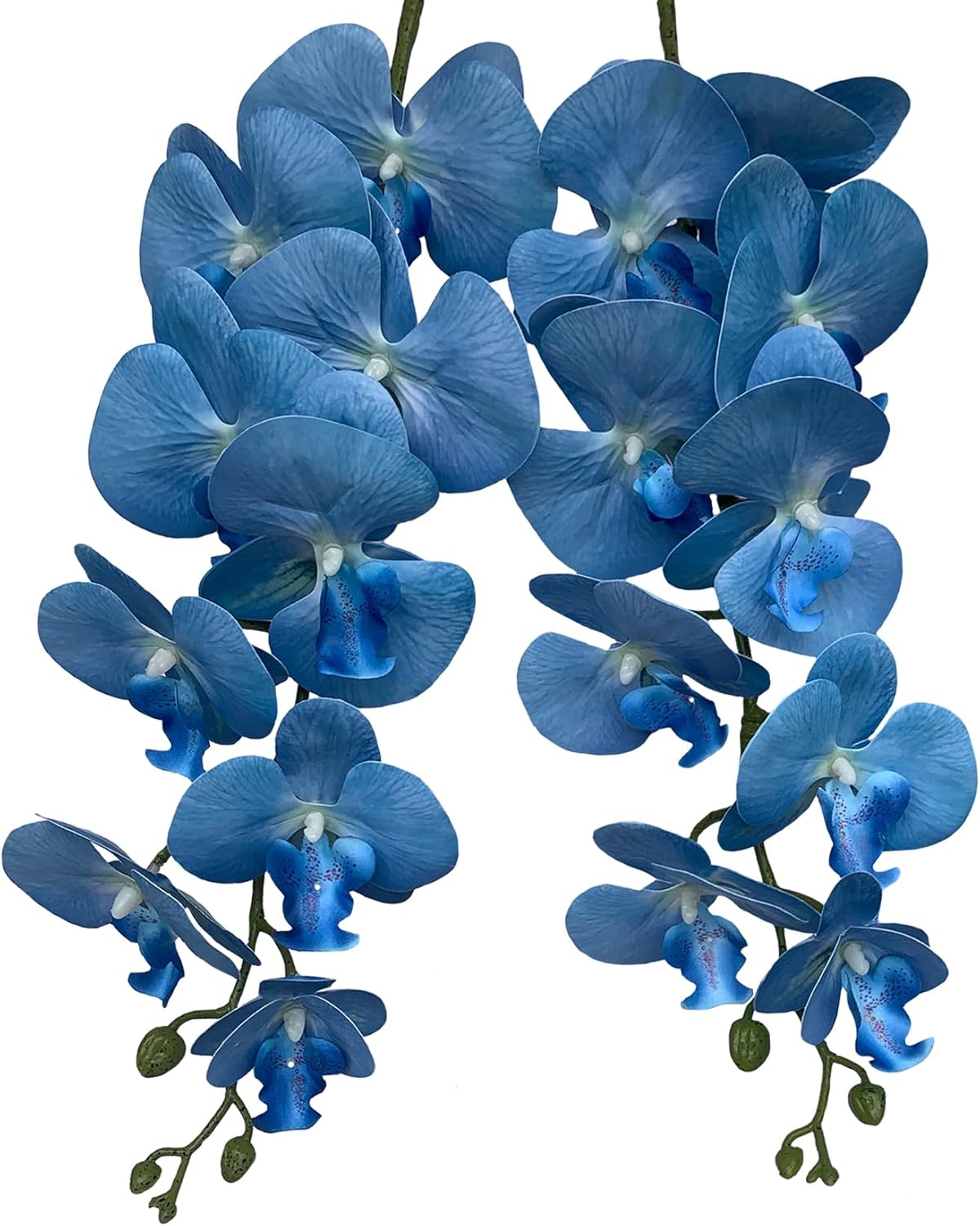 FagusHome Artificial Phalaenopsis Flowers Branches 9 Large Blooms Artificial Orchid Flowers Stem Plants 42 Inches 2 Pcs for Home Wedding Décor (Blue)
