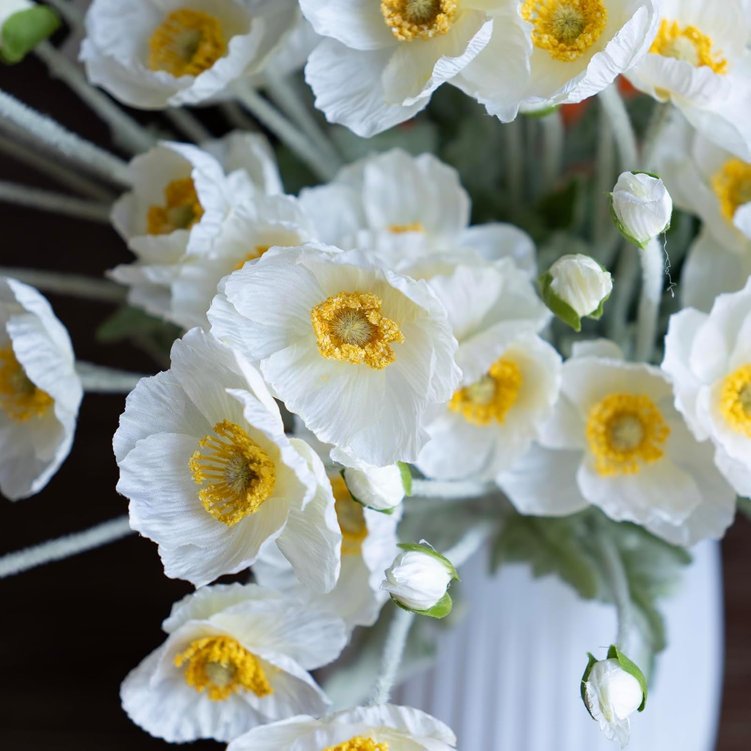 DUYONE Artificial Flowers 6 Stems Poppy Silk Bouquet,for Wedding, Home, Party Decoration,Table Centerpiece Arrangement(Orange Pink 6pcs)