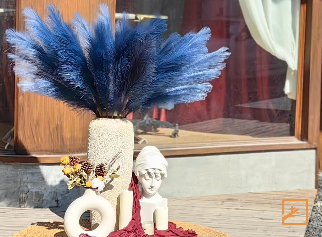 ZIFTY 7-Pcs 38"/3.1FT Black Pampas Grass Large Tall Fluffy Artificial Fake Black Flowers Gothic Decor Bulrush Reed Grass Black Decor for Bedroom Bathroom Wedding (Black)