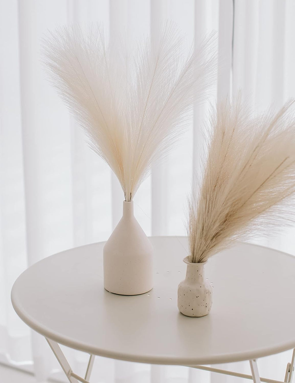 ChagoArt 6 Stems 17" Taupe Faux Pampas Grass - Boho Chic Rustic Artificial Plant