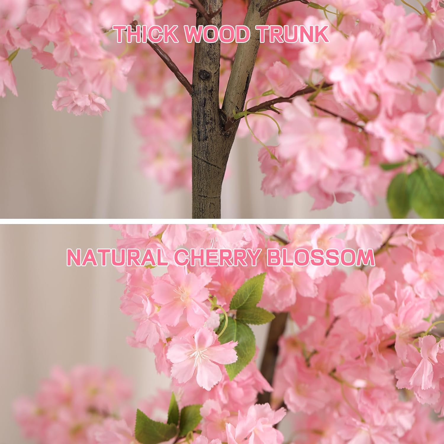 PINPON 6FT Artificial Cherry Blossom Tree for Home Decor, Tall Fake Plant Potted Silk Trees, Faux Floor Tree for Indoor Outdoor Living Room Garden Decoration, Pink