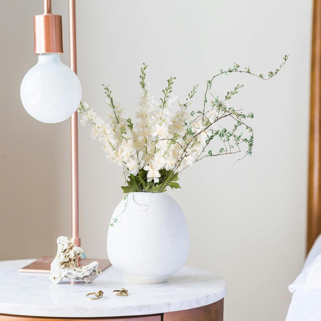 INSUNSIX Blue Silk Flowers 6PCS Real Touch Delphinium Artificial Flowers Blue Larkspur Faux Flowers Realistic Tall Flowers for Vase Wedding Centerpieces for Tables Home Decor (Blue)