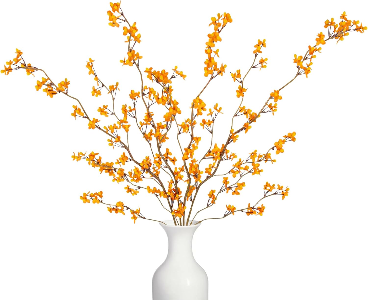 Ammyoo 4 PCS Artificial Plum Blossom Party Decorations Fake Cherry Flowers Faux Long Stems Wintersweets Silk Flowers Arrangement for Wedding Home Office Bedroom Decor(White)