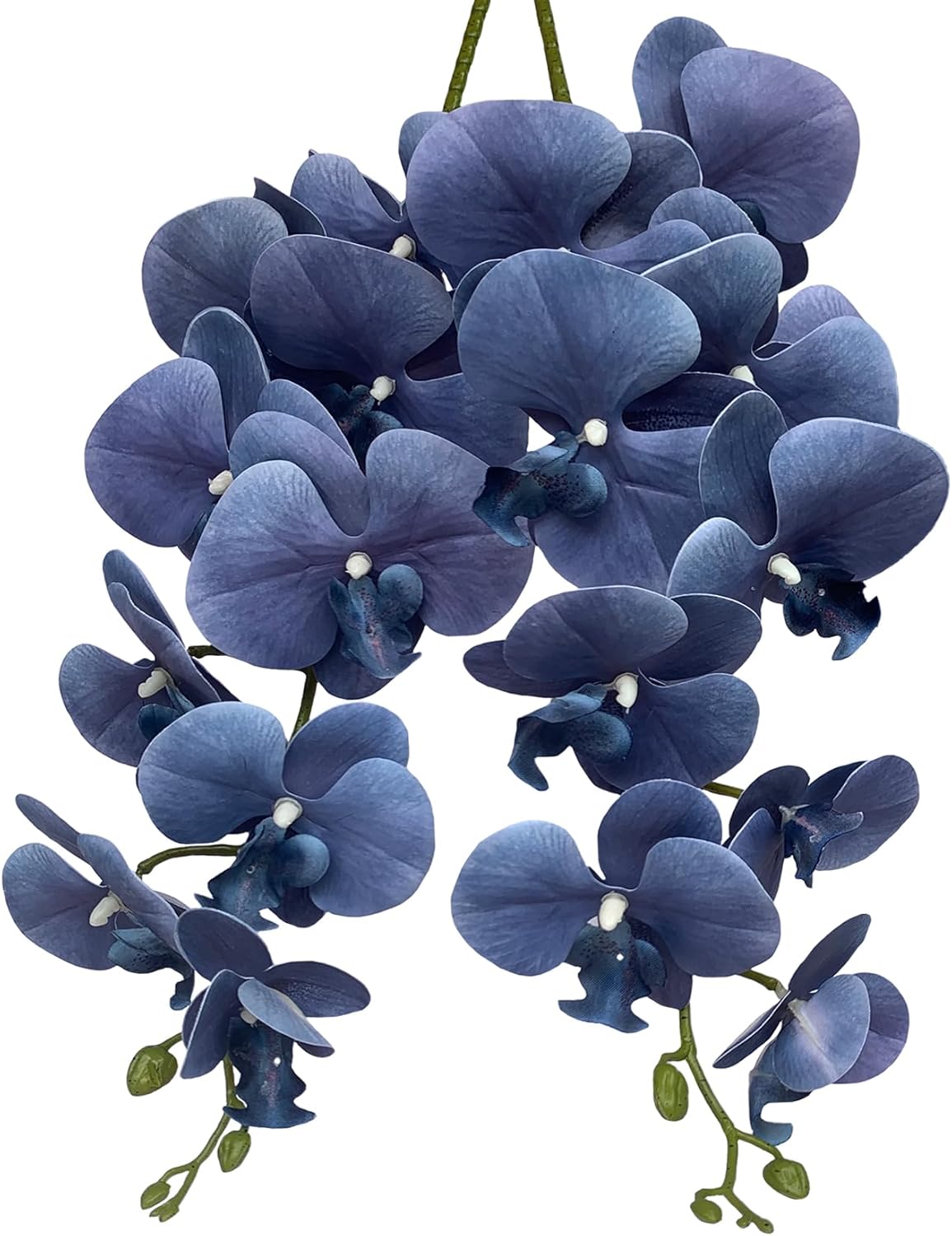 FagusHome Artificial Phalaenopsis Flowers Branches 9 Large Blooms Artificial Orchid Flowers Stem Plants 42 Inches 2 Pcs for Home Wedding Décor (Blue)