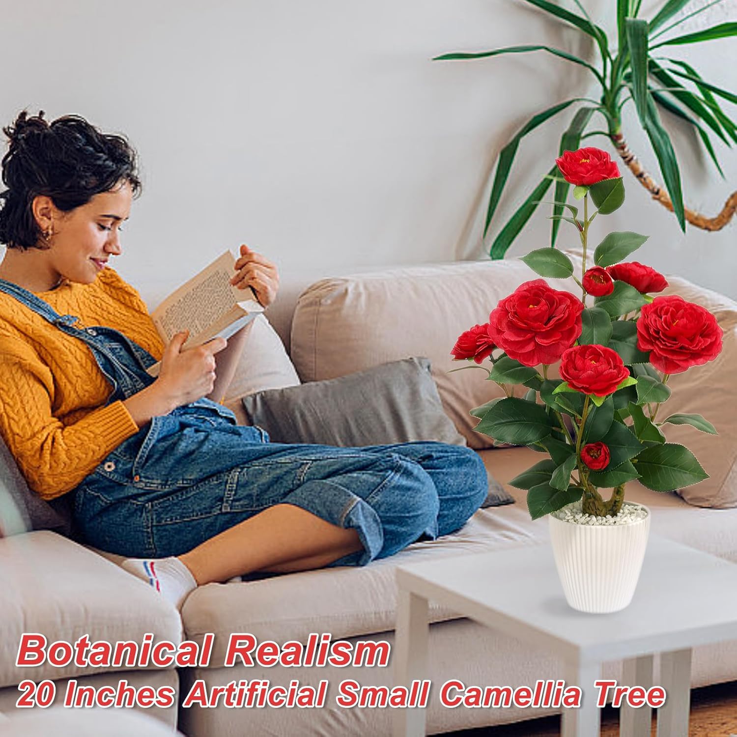 WOXBITA Artificial Faux Lemon Tree Fake Lemons Decor Small Plants Citrus Fruit Tree with White Pot Indoor Lemon Decorations 18 inches for Kitchen, Home,Office, Living Room Table, Desk