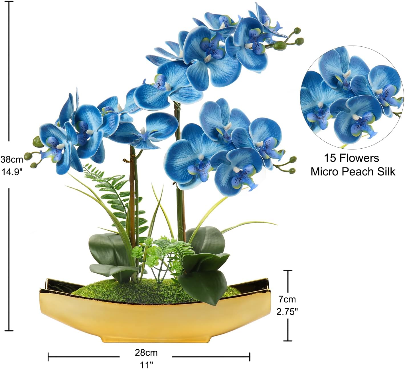 Briful Artificial Orchid, Faux Phalaenopsis Orchid Silk Flower Arrangement Tall Fake Orchid Flowers Plant Ceramics Pot Arrangements for Home Table Office Party Table Decor (Orchid #05)