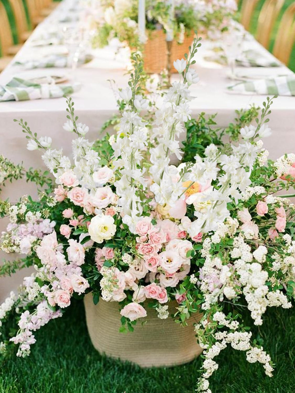 INSUNSIX Blue Silk Flowers 6PCS Real Touch Delphinium Artificial Flowers Blue Larkspur Faux Flowers Realistic Tall Flowers for Vase Wedding Centerpieces for Tables Home Decor (Blue)