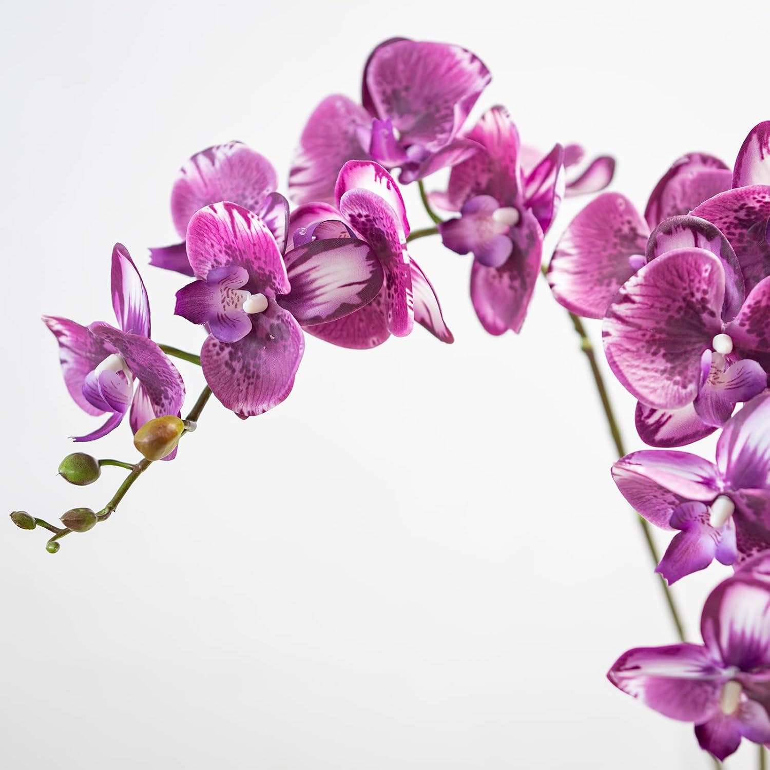 DUYONE 35 Inch Artificial Butterfly Orchid Flowers 4 Pcs with 4 Bundles Leaves Artificial Orchid Flowers Stem Plants for Home Décor (Light Purple 4pcs)