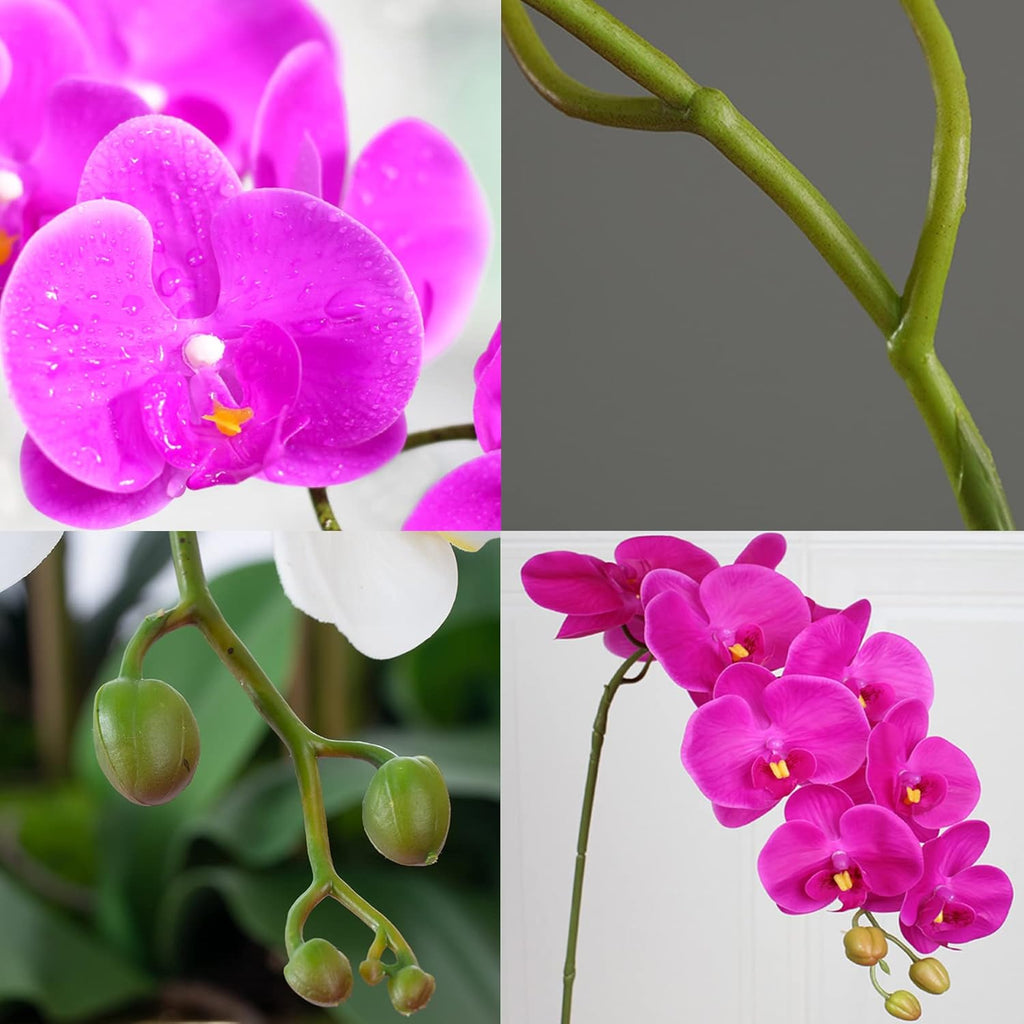 FagusHome Artificial Phalaenopsis Flowers Branches 9 Large Blooms Artificial Orchid Flowers Stem Plants 42 Inches 2 Pcs for Home Wedding Décor (Blue)