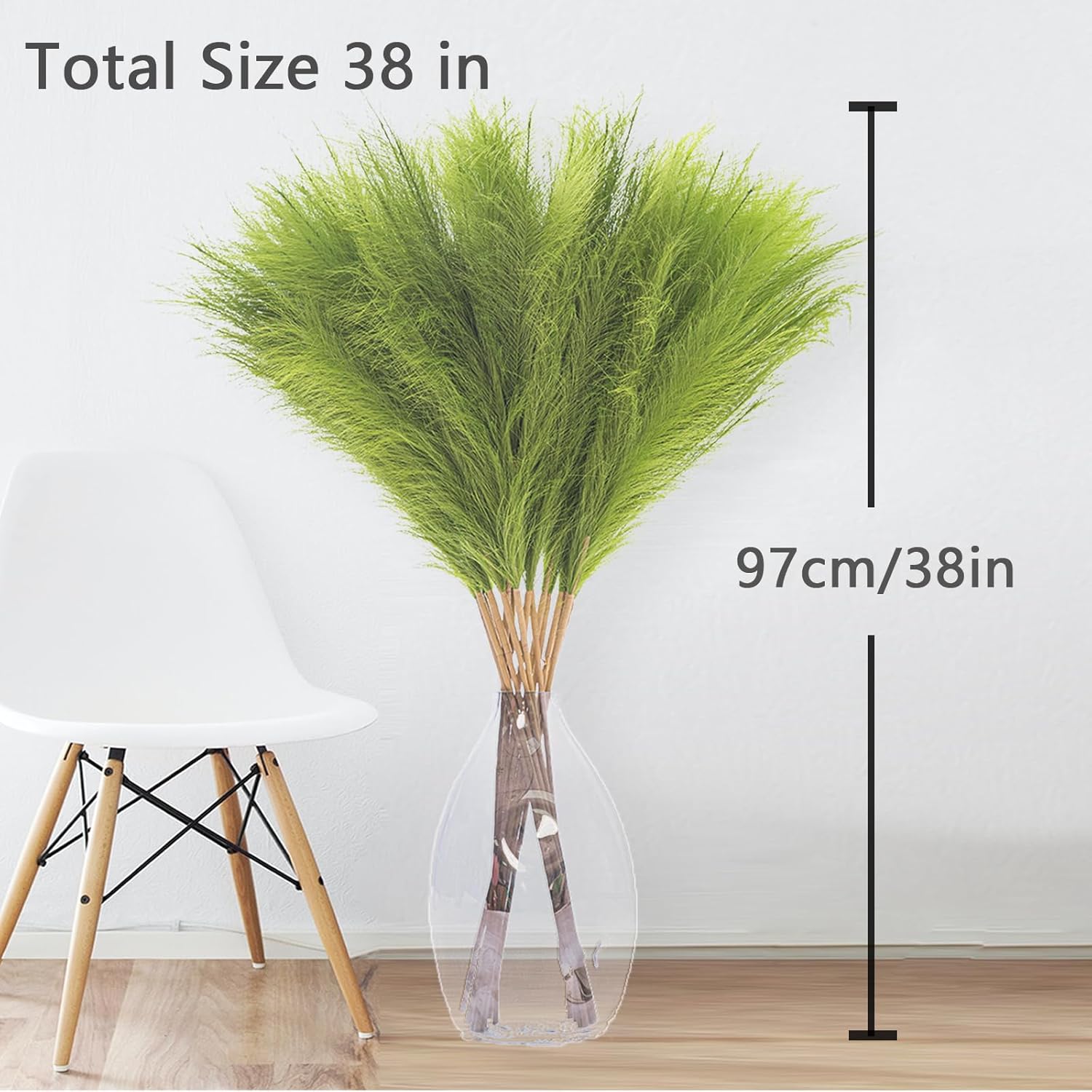 Wttisel 38" 10 Stems White Pampas Grass Tall Decor - Faux Pampas Grass for Floor Vase Boho Home Wedding Mothers Day Decoration