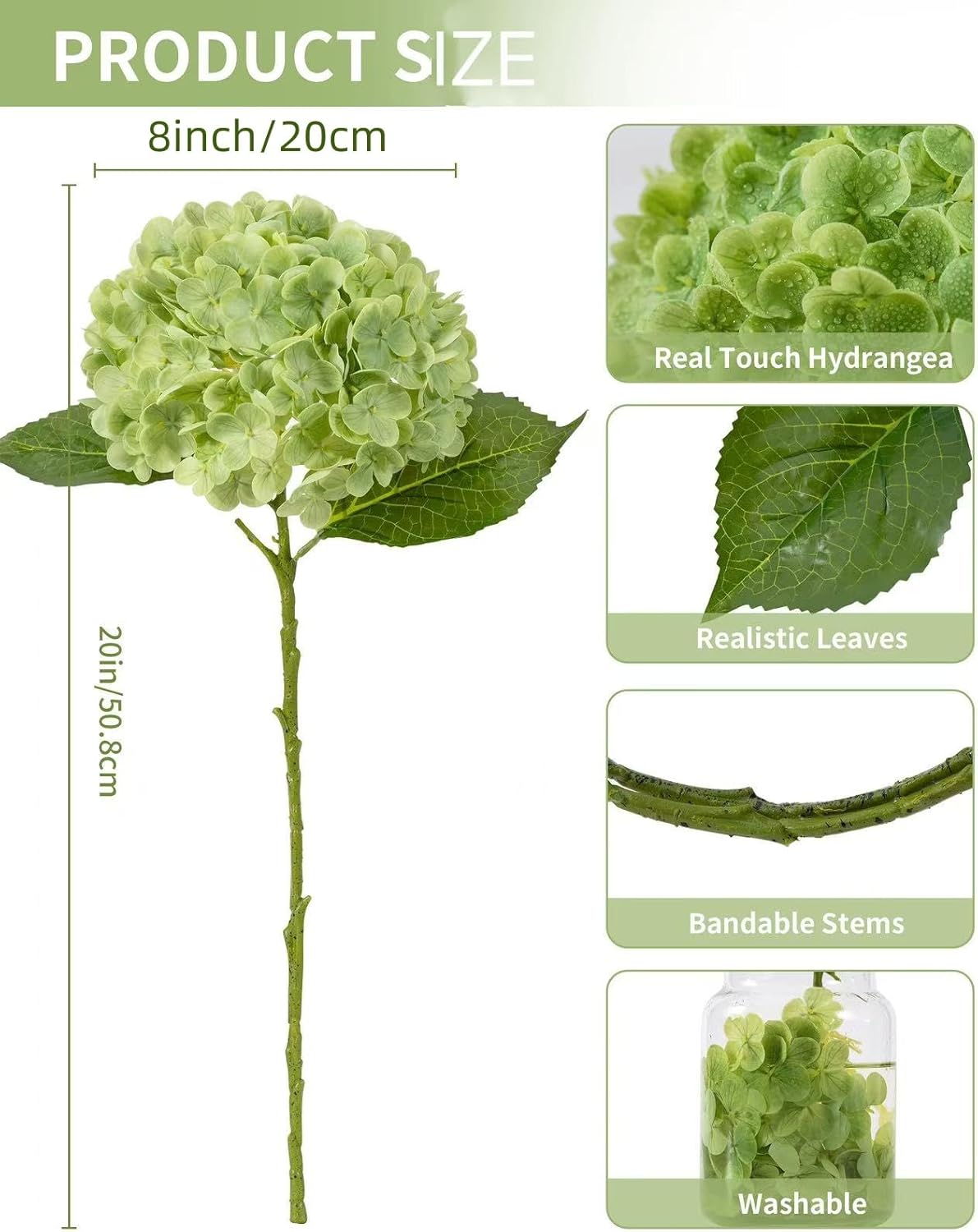 DuHouse 3Pcs Large Hydrangea Artificial Flowers,Latex Real Touch Hydrangeas Lifelike Hydrangea Flower for Home Wedding Bouquets Centerpieces Party Living Room Decoration(Blue)