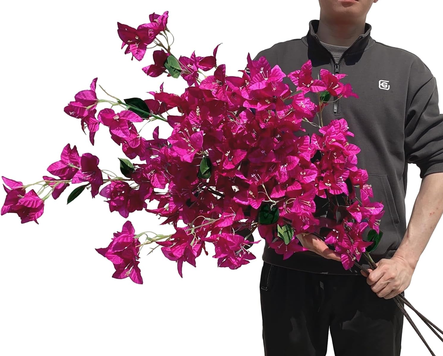 Artificial Flowers Silk Bougainvillea Branches Faux Artificial Bougainvillea Floral Stems Long Plant Branches 45" for Wedding Centerpieces, Table Runner, Home Decoration (White - Pack of 4pcs)