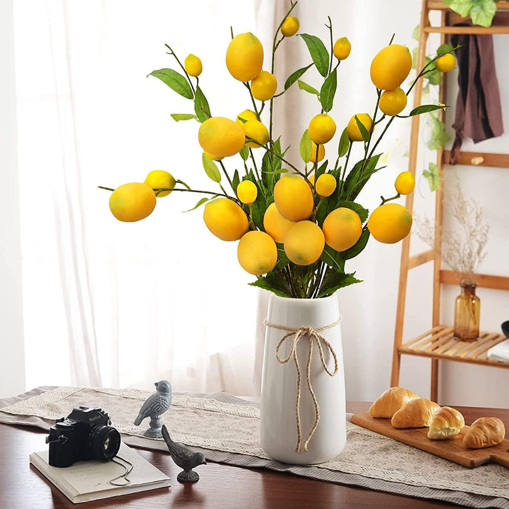 Sunm boutique 2 Pack Artificial Lemon Branch Vivid Yellow Artificial Lemon Branch Home Party Garden Decoration