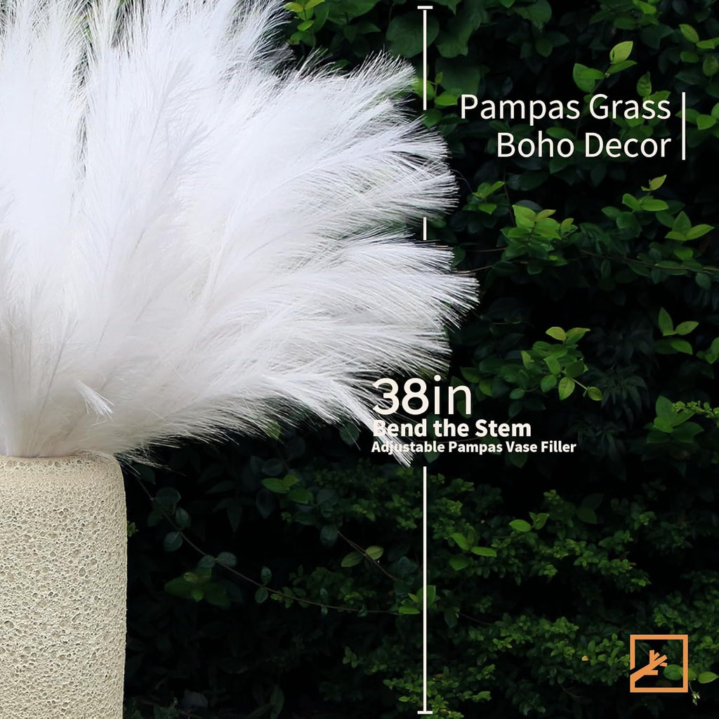 ZIFTY 7-Pcs 38"/3.1FT Black Pampas Grass Large Tall Fluffy Artificial Fake Black Flowers Gothic Decor Bulrush Reed Grass Black Decor for Bedroom Bathroom Wedding (Black)