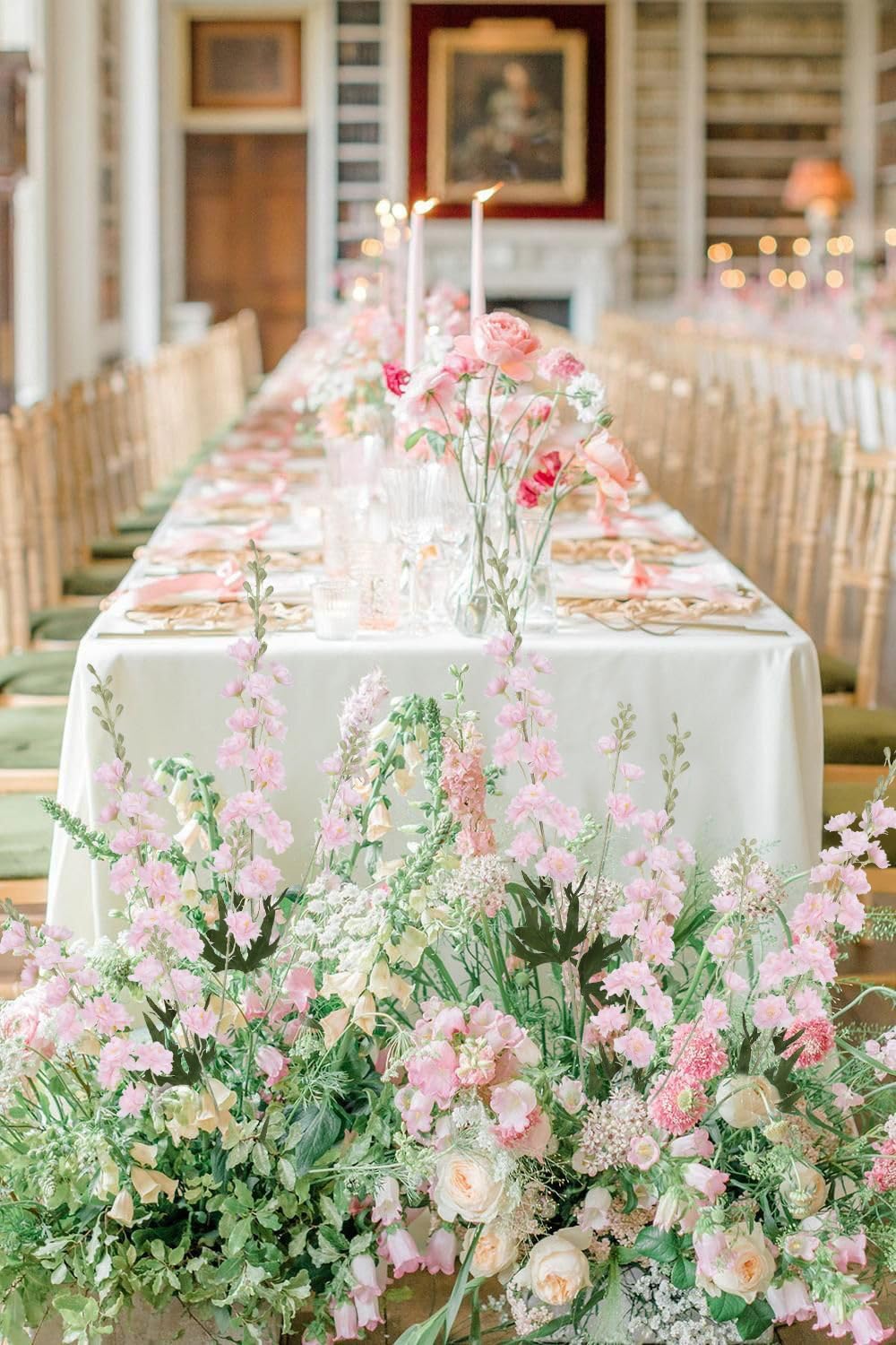 IPOPU Champagne Artificial Delphinium Flowers 33.5" Long Stem Artificial Flowers Fake Flowers for Wedding Centerpieces for Home Tables Party Decor（Champagne）