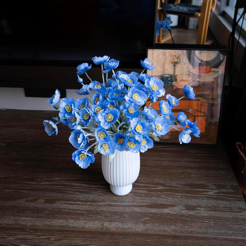 DUYONE Artificial Flowers 6 Stems Poppy Silk Bouquet,for Wedding, Home, Party Decoration,Table Centerpiece Arrangement(Orange Pink 6pcs)