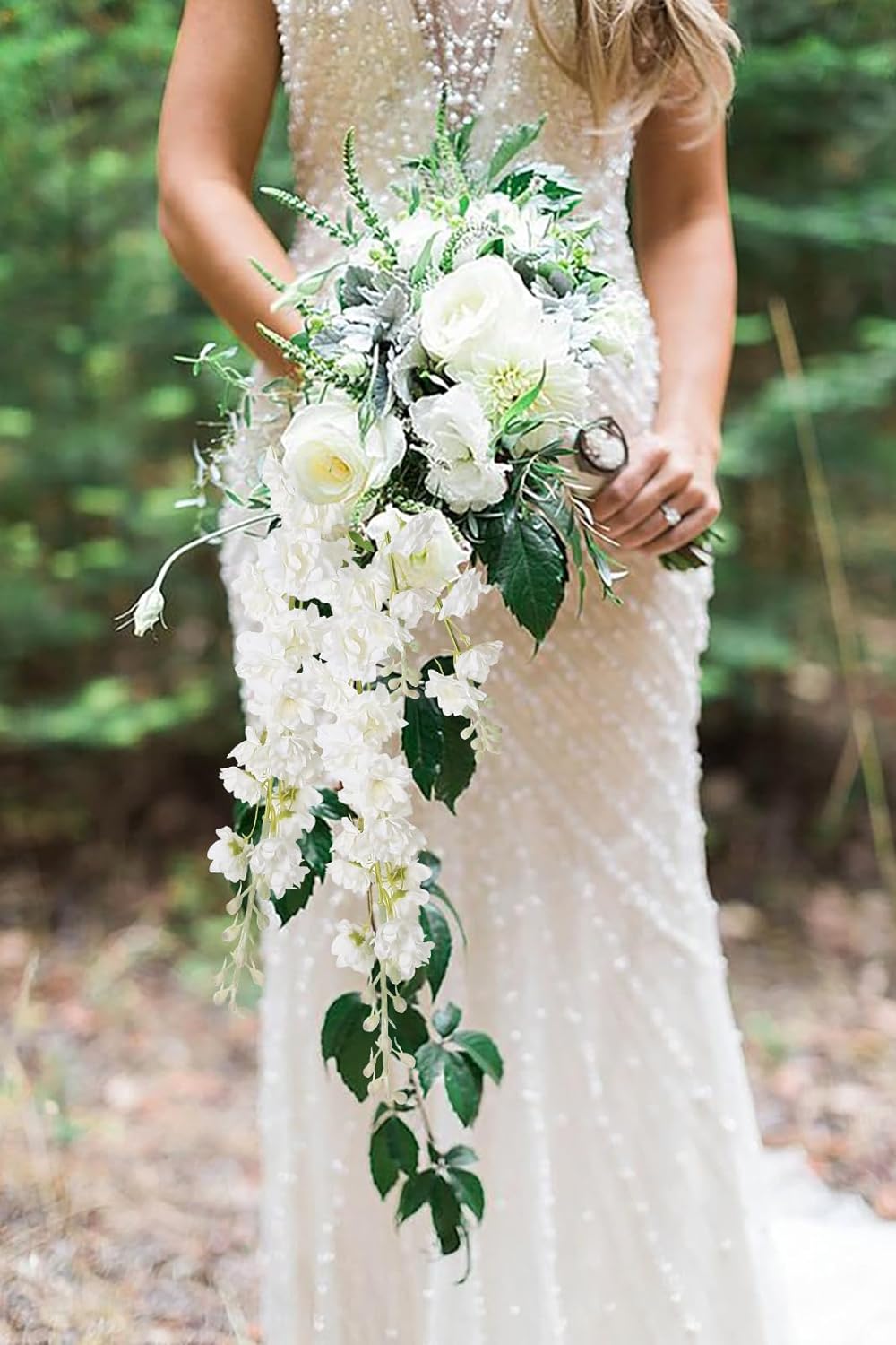 IPOPU Champagne Artificial Delphinium Flowers 33.5" Long Stem Artificial Flowers Fake Flowers for Wedding Centerpieces for Home Tables Party Decor（Champagne）