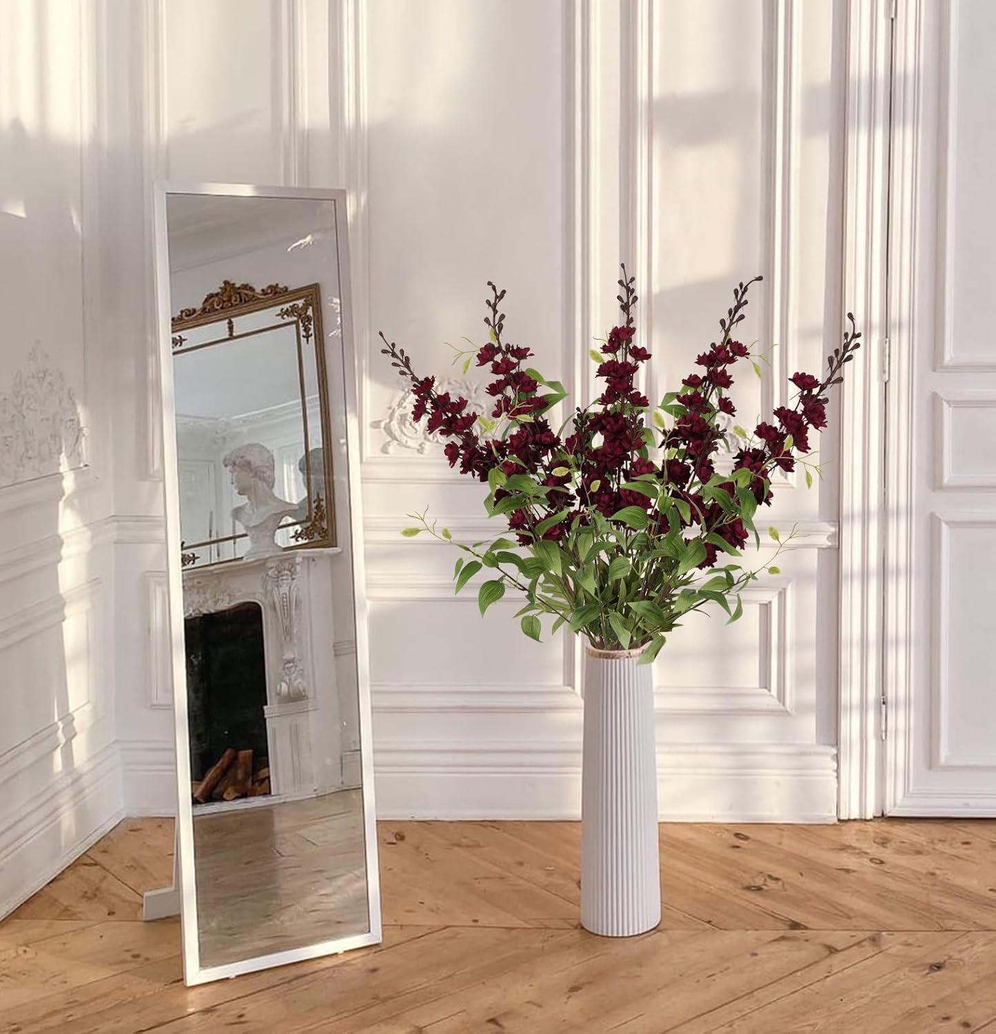 IPOPU Champagne Artificial Delphinium Flowers 33.5" Long Stem Artificial Flowers Fake Flowers for Wedding Centerpieces for Home Tables Party Decor（Champagne）