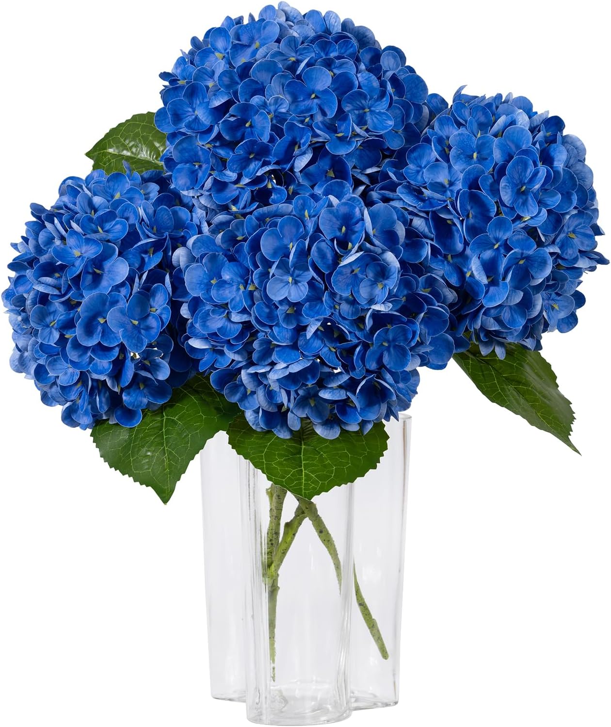 DuHouse 3Pcs Large Hydrangea Artificial Flowers,Latex Real Touch Hydrangeas Lifelike Hydrangea Flower for Home Wedding Bouquets Centerpieces Party Living Room Decoration(Blue)