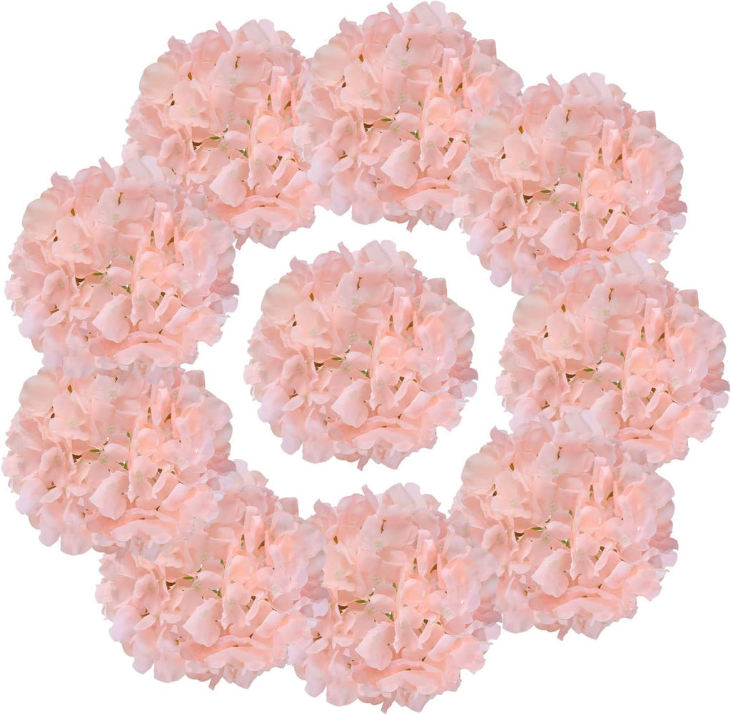 AVIVIHO Dusty Pink Hydrangea Artificial Flowers Pack of 10 Fake Hydrangeas Heads Full Faux Hydrangea Silk Flowers with Stems for Wedding Home Party Centerpieces Shop Baby Shower Decoration
