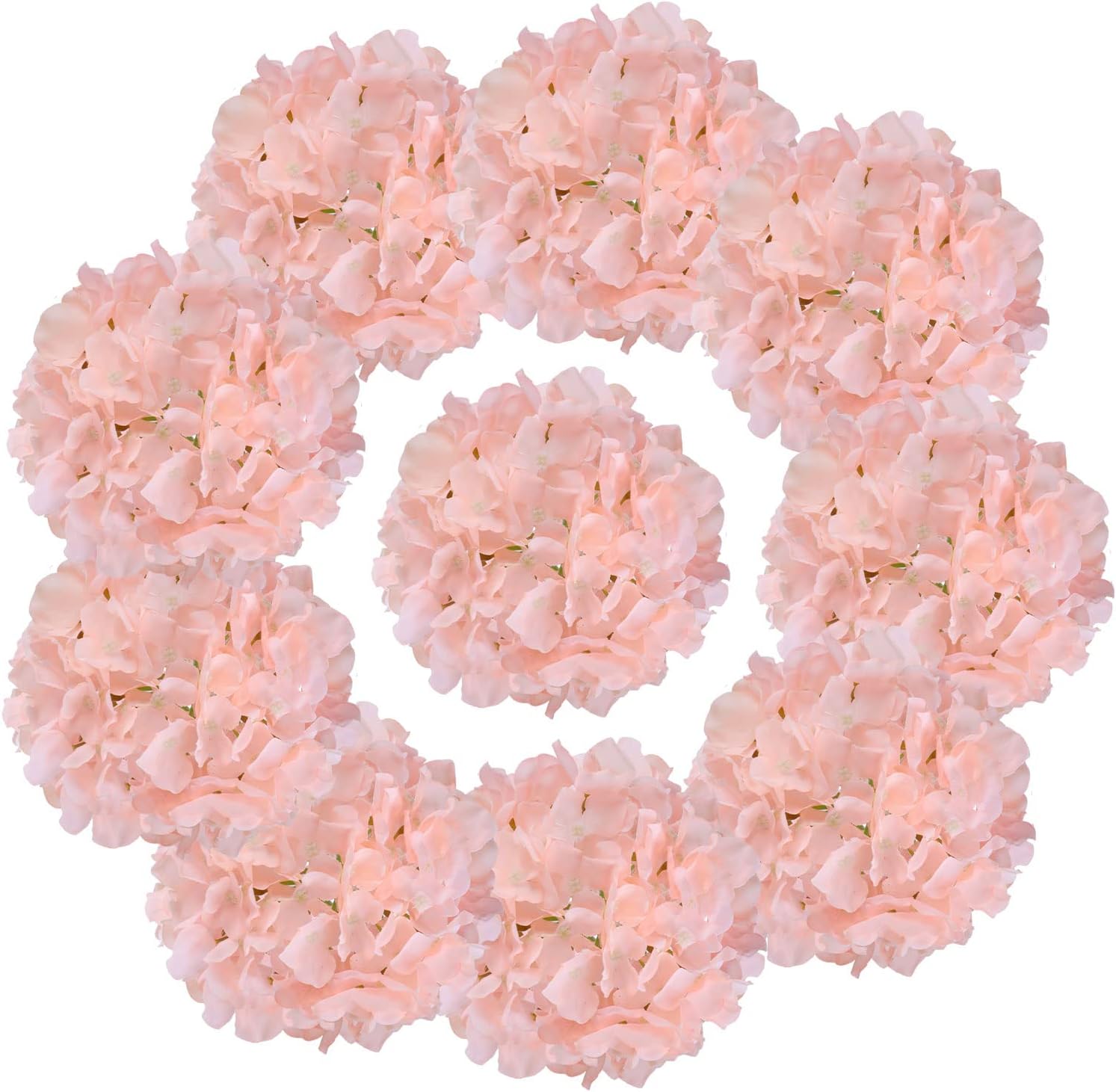 AVIVIHO Dusty Pink Hydrangea Artificial Flowers Pack of 10 Fake Hydrangeas Heads Full Faux Hydrangea Silk Flowers with Stems for Wedding Home Party Centerpieces Shop Baby Shower Decoration