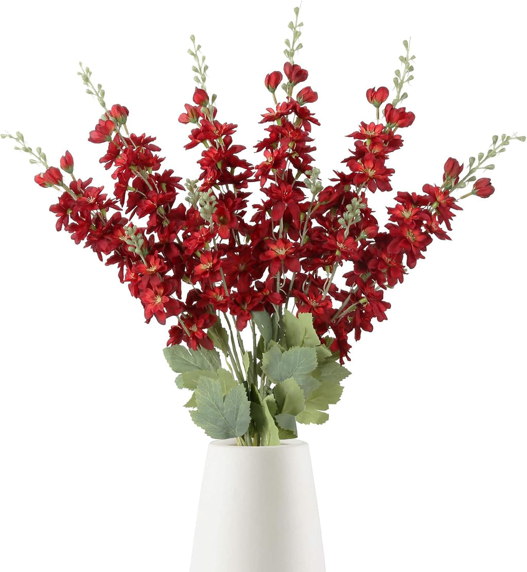 INSUNSIX Blue Silk Flowers 6PCS Real Touch Delphinium Artificial Flowers Blue Larkspur Faux Flowers Realistic Tall Flowers for Vase Wedding Centerpieces for Tables Home Decor (Blue)