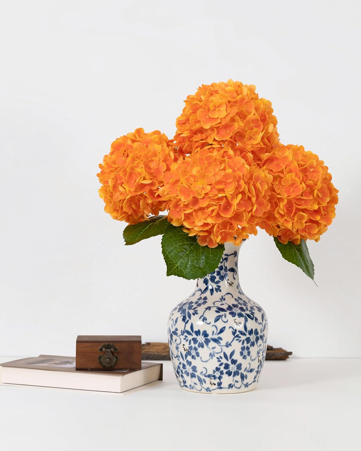 DuHouse 3Pcs Large Hydrangea Artificial Flowers,Latex Real Touch Hydrangeas Lifelike Hydrangea Flower for Home Wedding Bouquets Centerpieces Party Living Room Decoration(Blue)