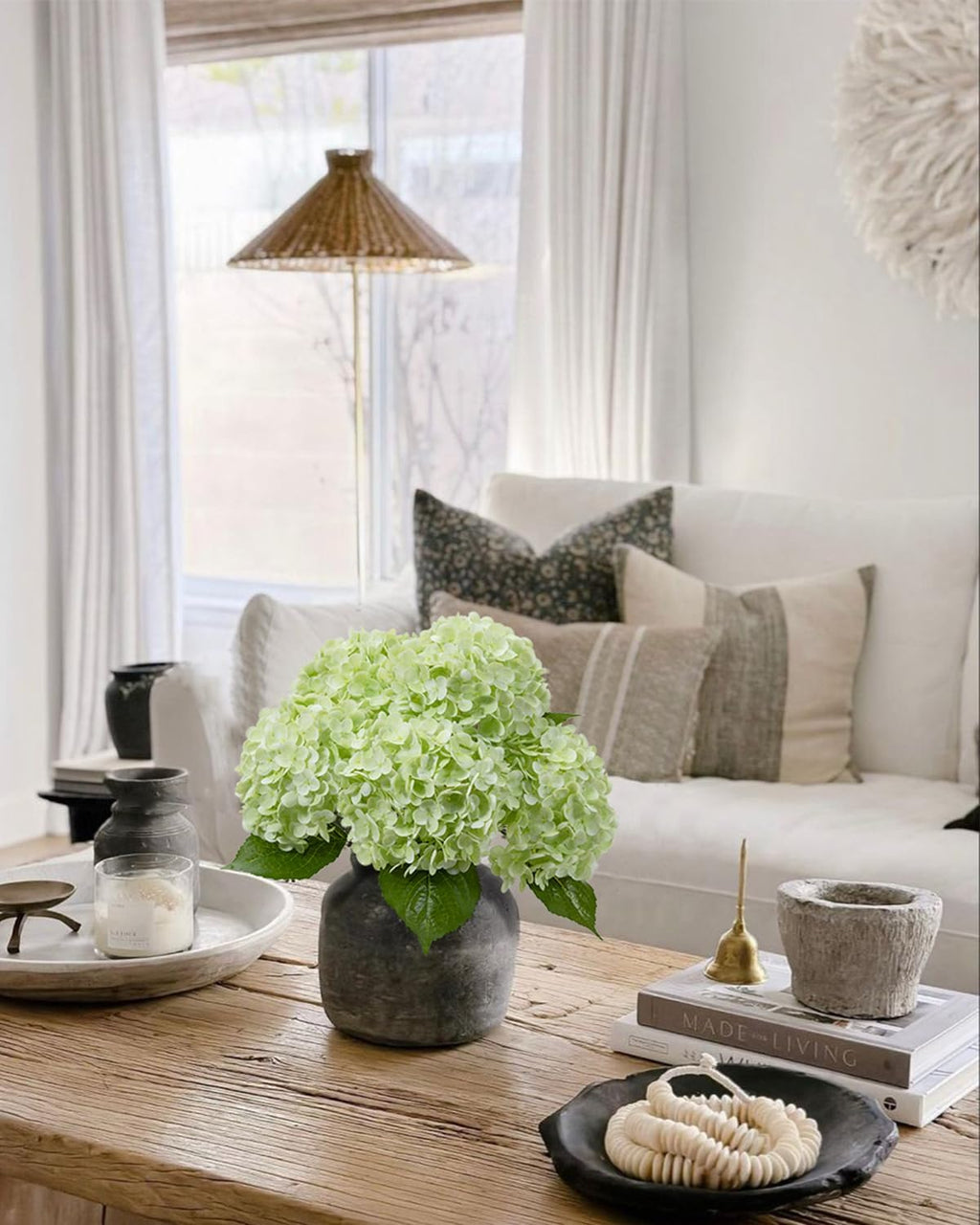 DuHouse 3Pcs Large Hydrangea Artificial Flowers,Latex Real Touch Hydrangeas Lifelike Hydrangea Flower for Home Wedding Bouquets Centerpieces Party Living Room Decoration(Blue)