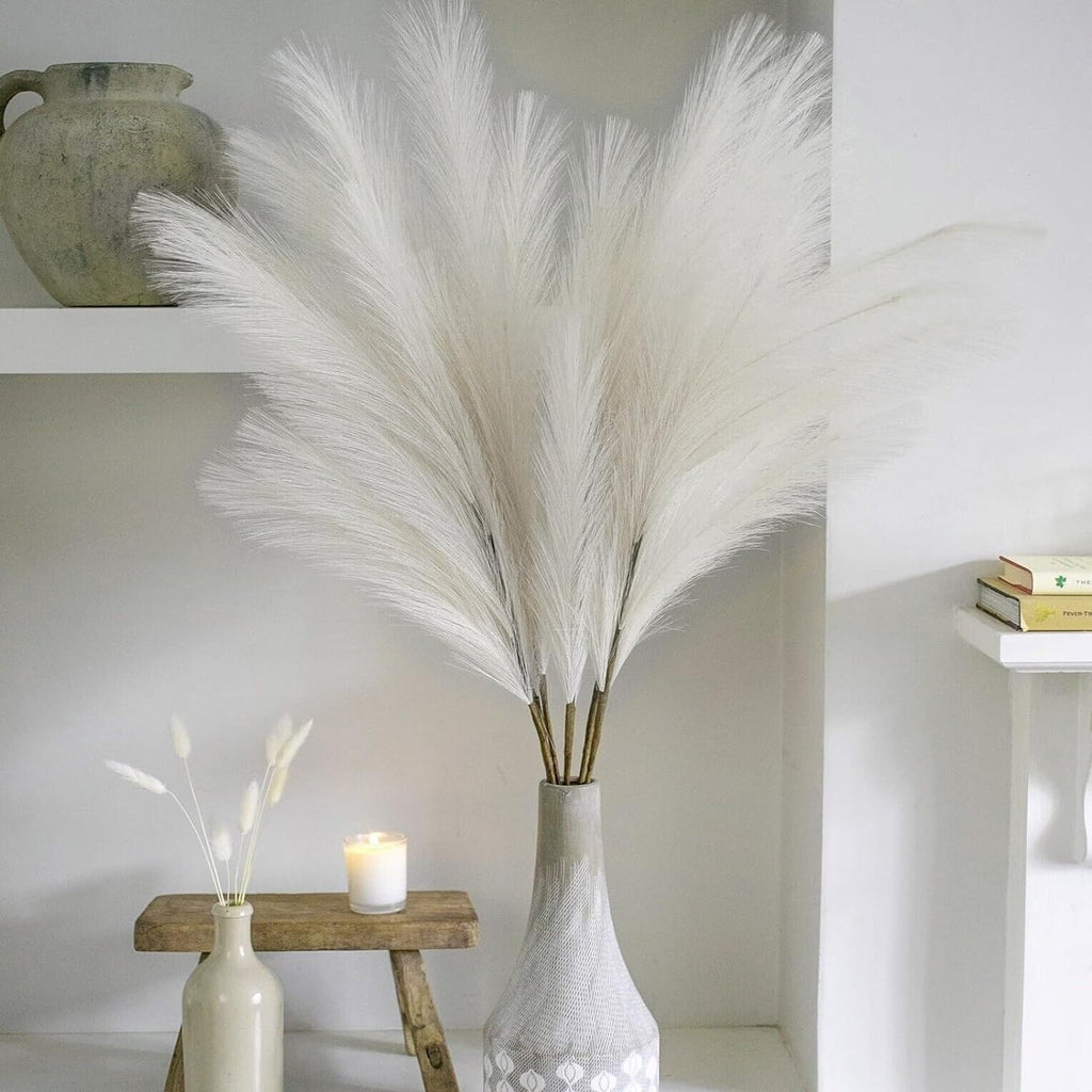 Wttisel 38" 10 Stems White Pampas Grass Tall Decor - Faux Pampas Grass for Floor Vase Boho Home Wedding Mothers Day Decoration