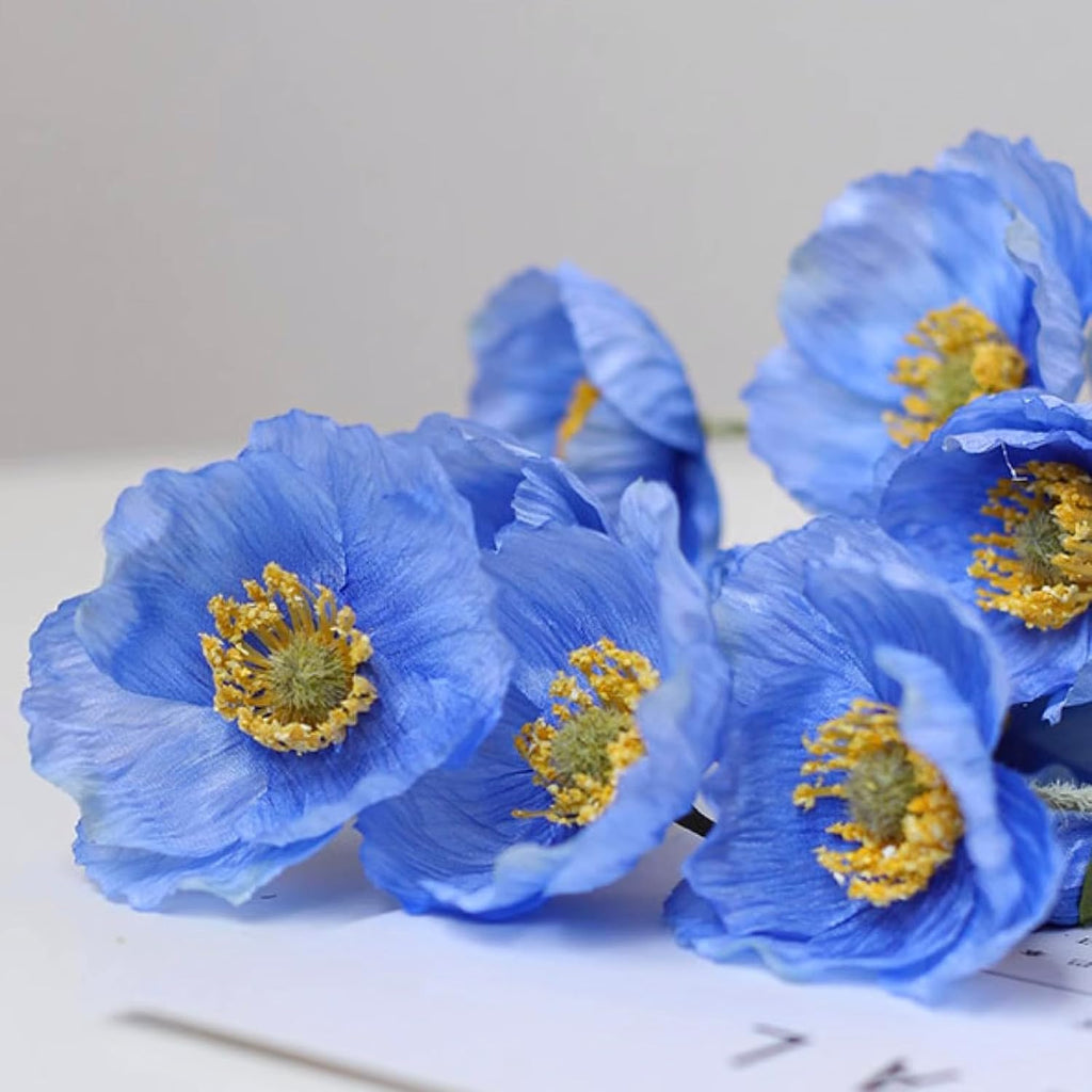 DUYONE Artificial Flowers 6 Stems Poppy Silk Bouquet,for Wedding, Home, Party Decoration,Table Centerpiece Arrangement(Orange Pink 6pcs)