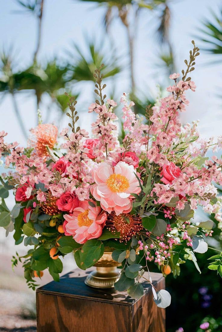 IPOPU Champagne Artificial Delphinium Flowers 33.5" Long Stem Artificial Flowers Fake Flowers for Wedding Centerpieces for Home Tables Party Decor（Champagne）