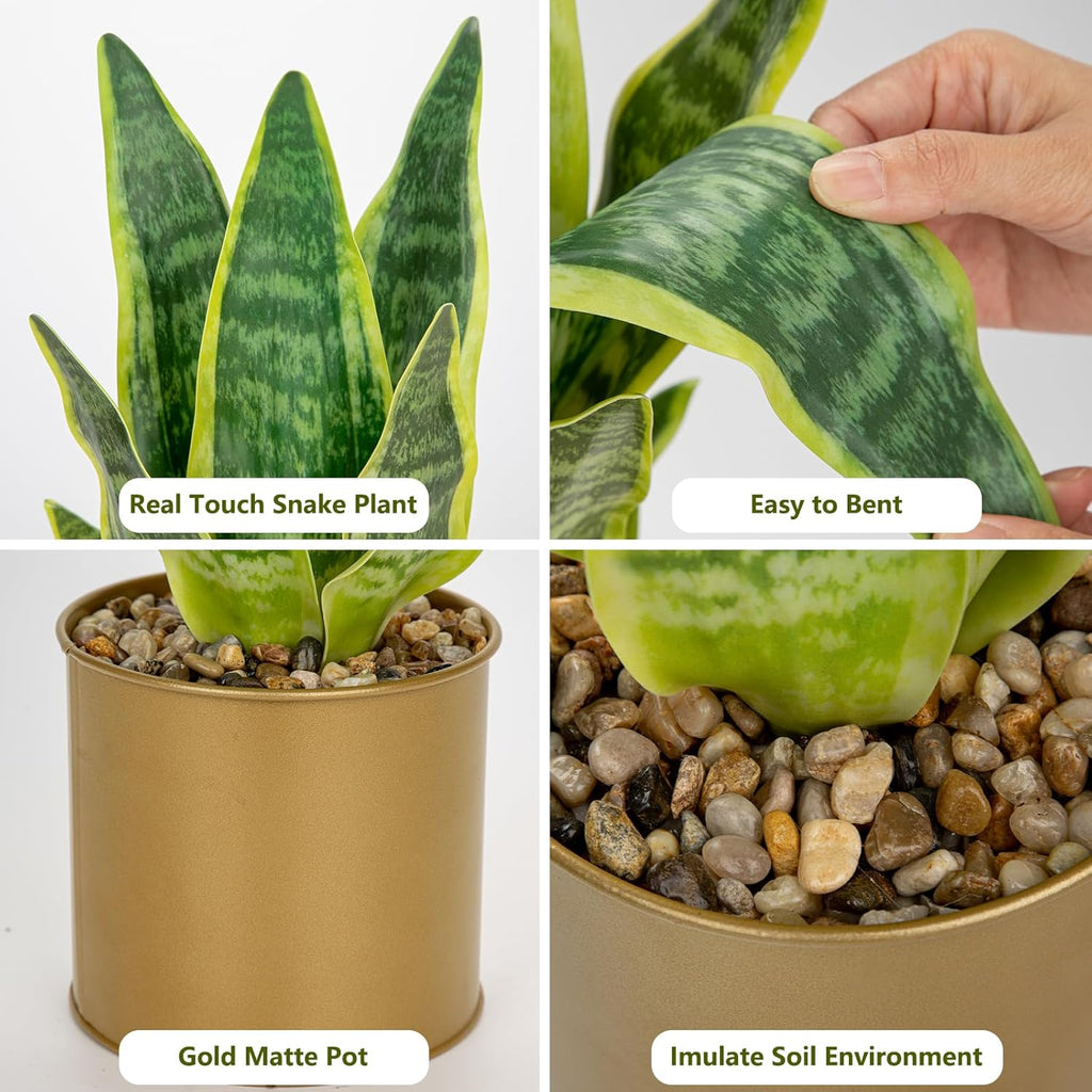 Oairse Sansevieria Artificial Plant in Ceramic Pot, Small Indoor Plant, Artificial Snake Plant, Artificial Plants Like Real, Perfect for Bathroom, Bedroom, Home, Office Decoration, Height 33 cm