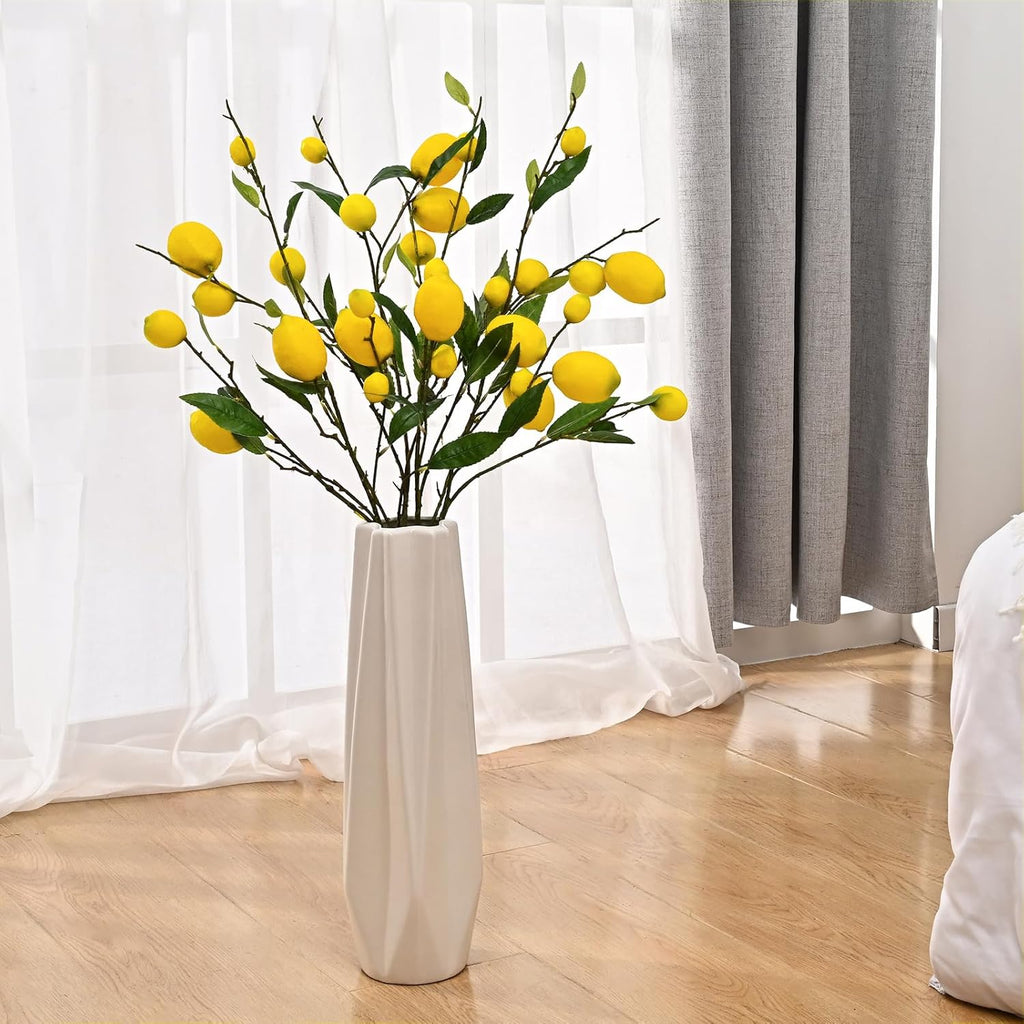 Sunm boutique 2 Pack Artificial Lemon Branch Vivid Yellow Artificial Lemon Branch Home Party Garden Decoration