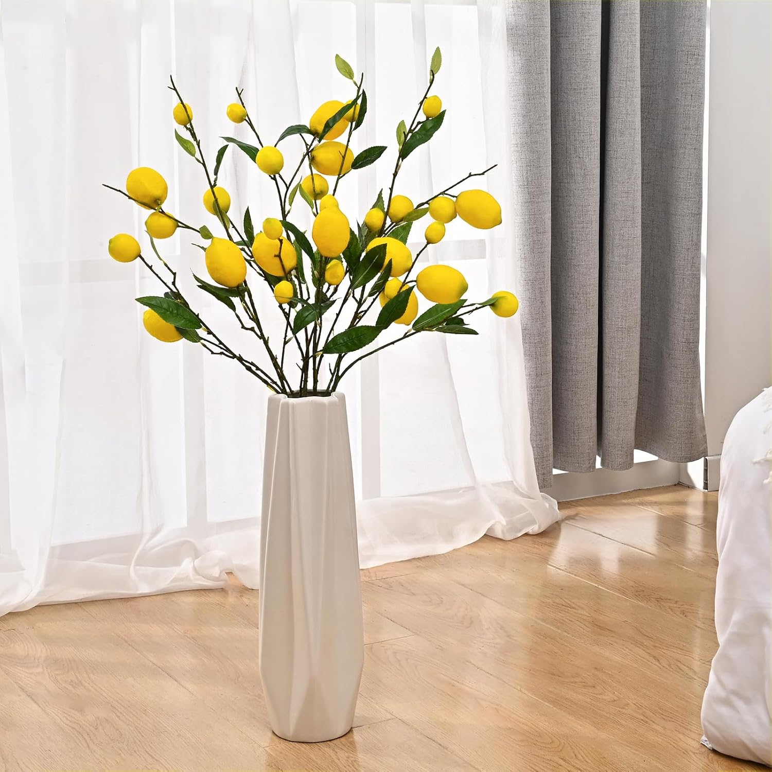 Sunm boutique 2 Pack Artificial Lemon Branch Vivid Yellow Artificial Lemon Branch Home Party Garden Decoration