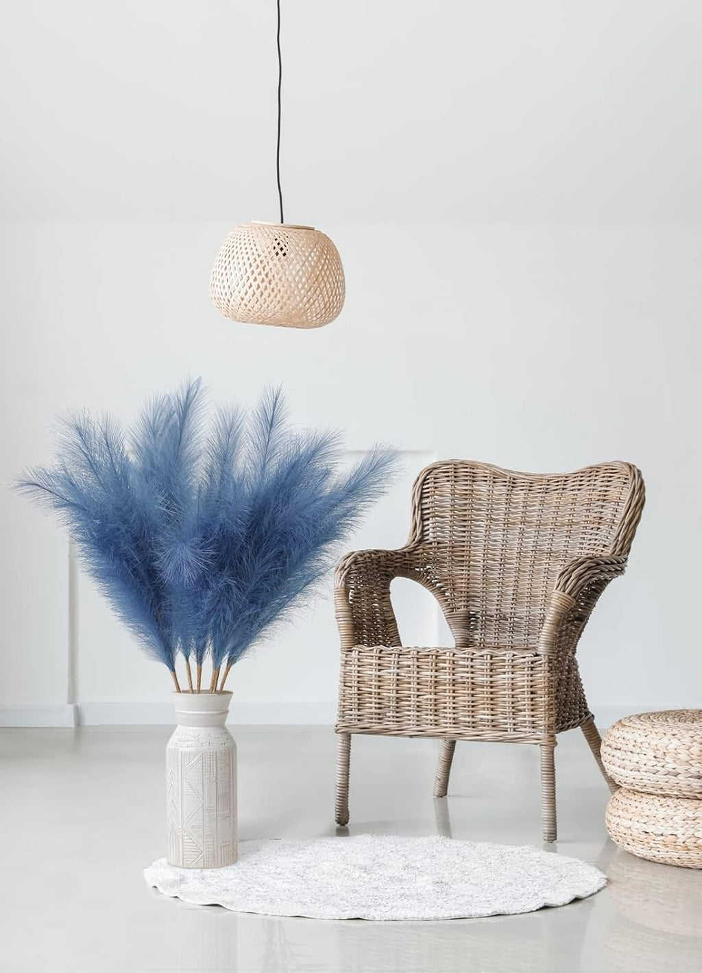 ZIFTY 7-Pcs 38"/3.1FT Black Pampas Grass Large Tall Fluffy Artificial Fake Black Flowers Gothic Decor Bulrush Reed Grass Black Decor for Bedroom Bathroom Wedding (Black)