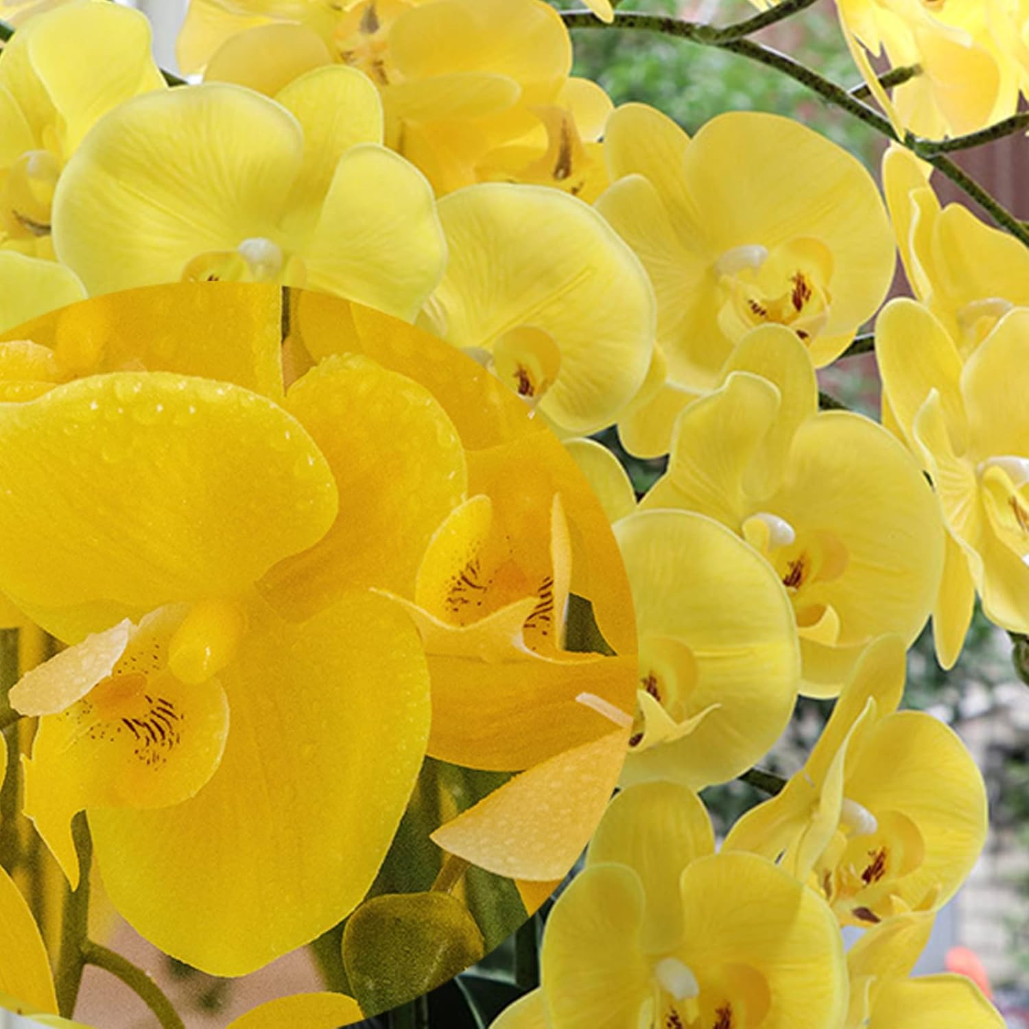 FagusHome 32" Artificial Phalaenopsis Flowers 6 Pcs with 4 Bundles Leaves Artificial Orchid Flowers Stem Plants for Home Décor (6Pcs)