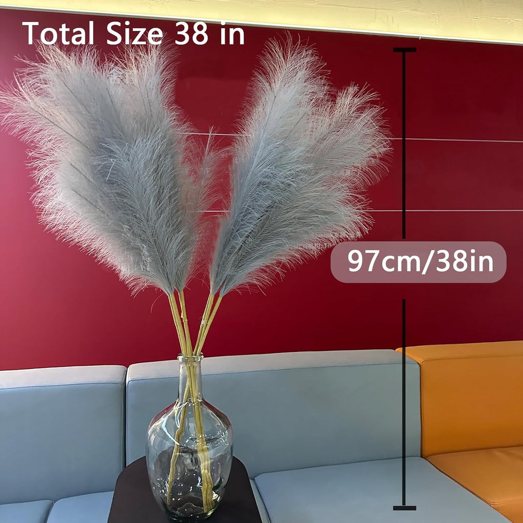 Wttisel 38" 10 Stems White Pampas Grass Tall Decor - Faux Pampas Grass for Floor Vase Boho Home Wedding Mothers Day Decoration