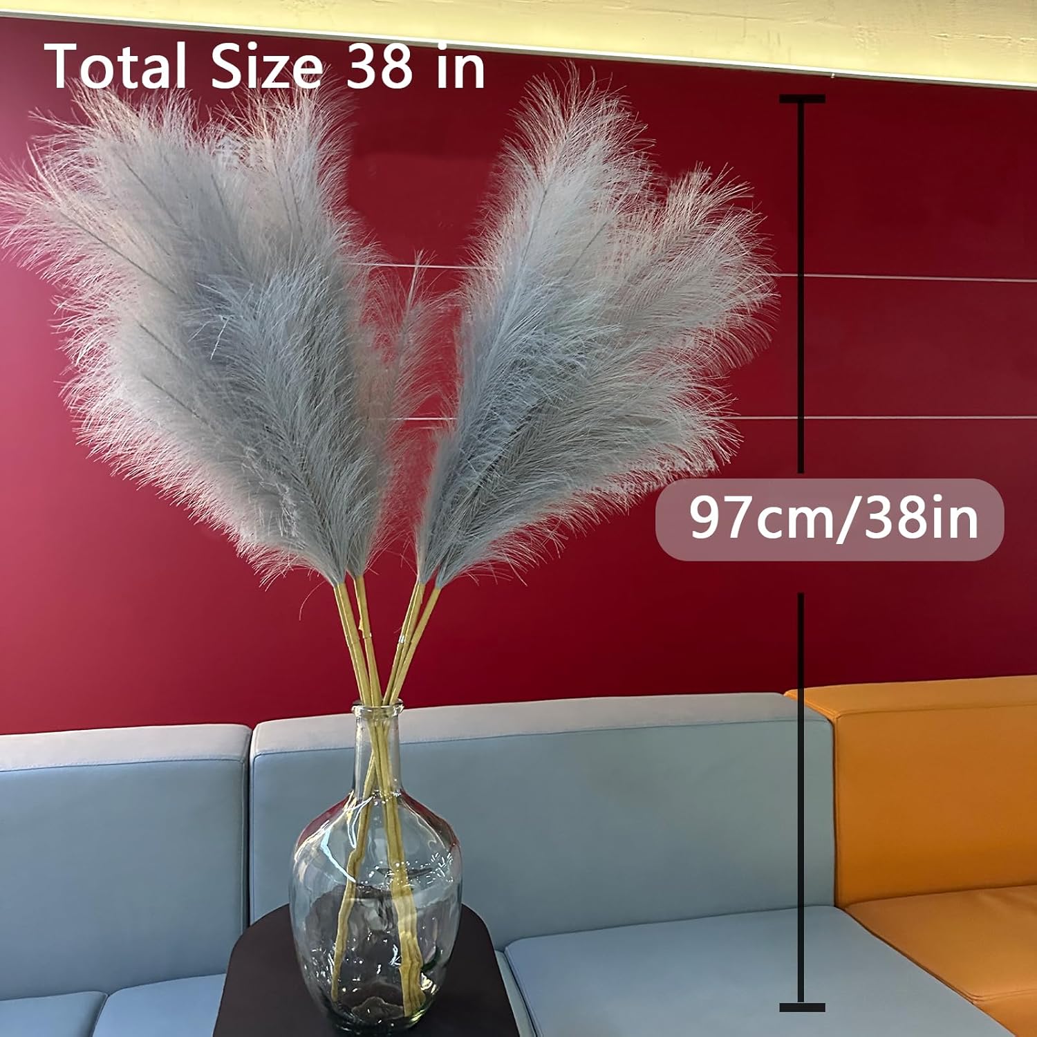 Wttisel 38" 10 Stems White Pampas Grass Tall Decor - Faux Pampas Grass for Floor Vase Boho Home Wedding Mothers Day Decoration