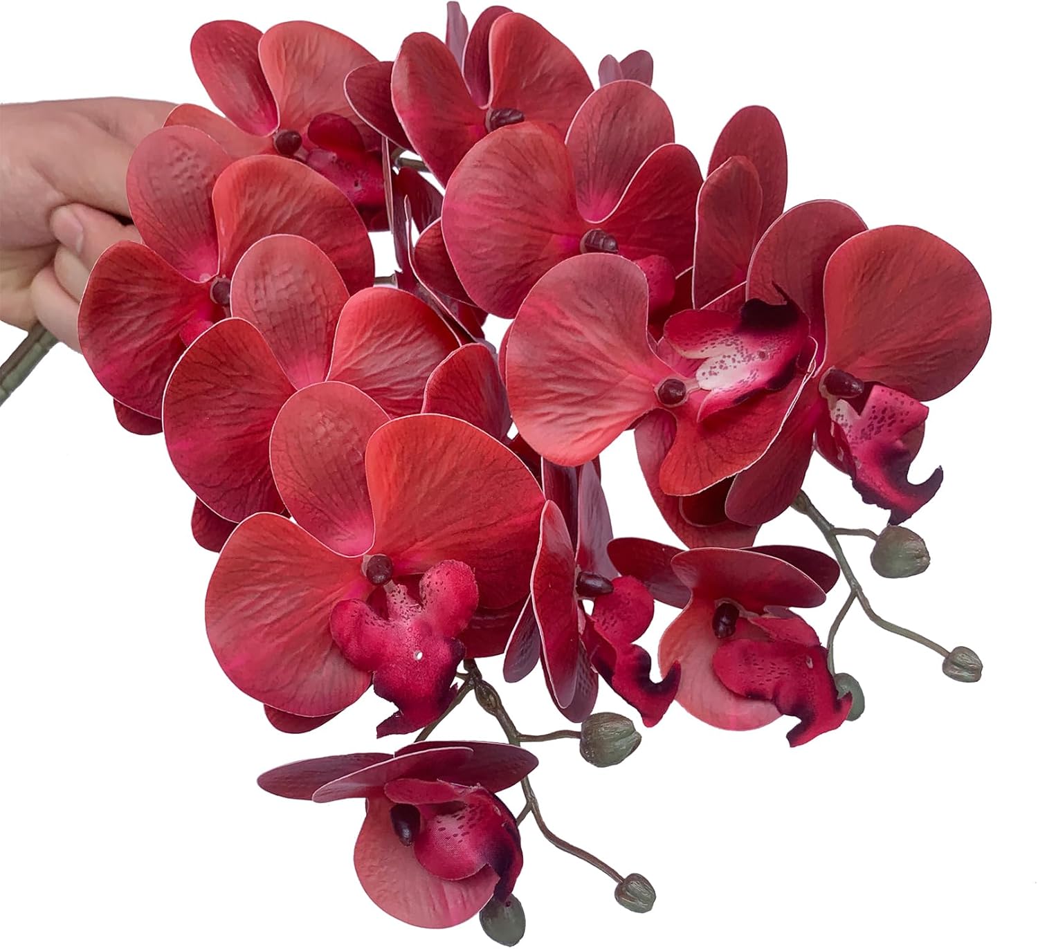 FagusHome 32" Artificial Phalaenopsis Flowers 6 Pcs with 4 Bundles Leaves Artificial Orchid Flowers Stem Plants for Home Décor (6Pcs)